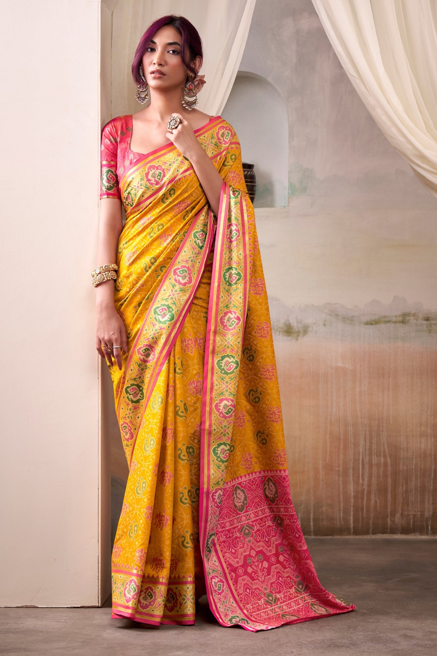 Buy MySilkLove Rob Yellow Woven Patola Silk Saree Online