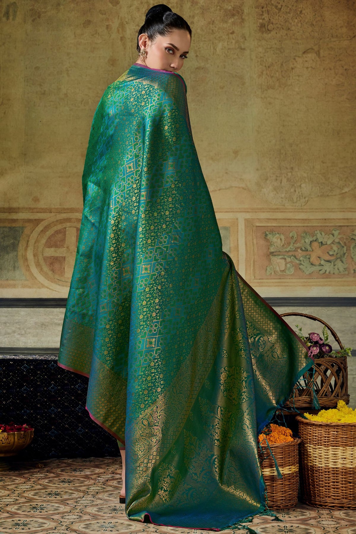 Buy MySilkLove Forest Green Kanjivaram Handloom Saree Online