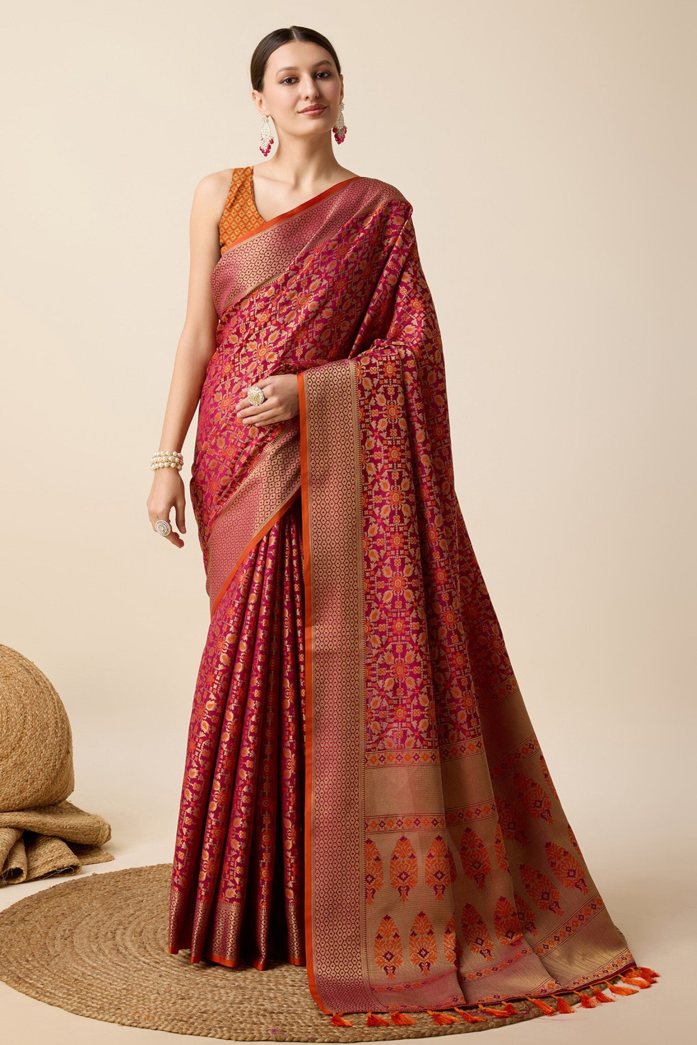 Buy MySilkLove Burgundy Maroon Zari Woven Banarasi Saree Online