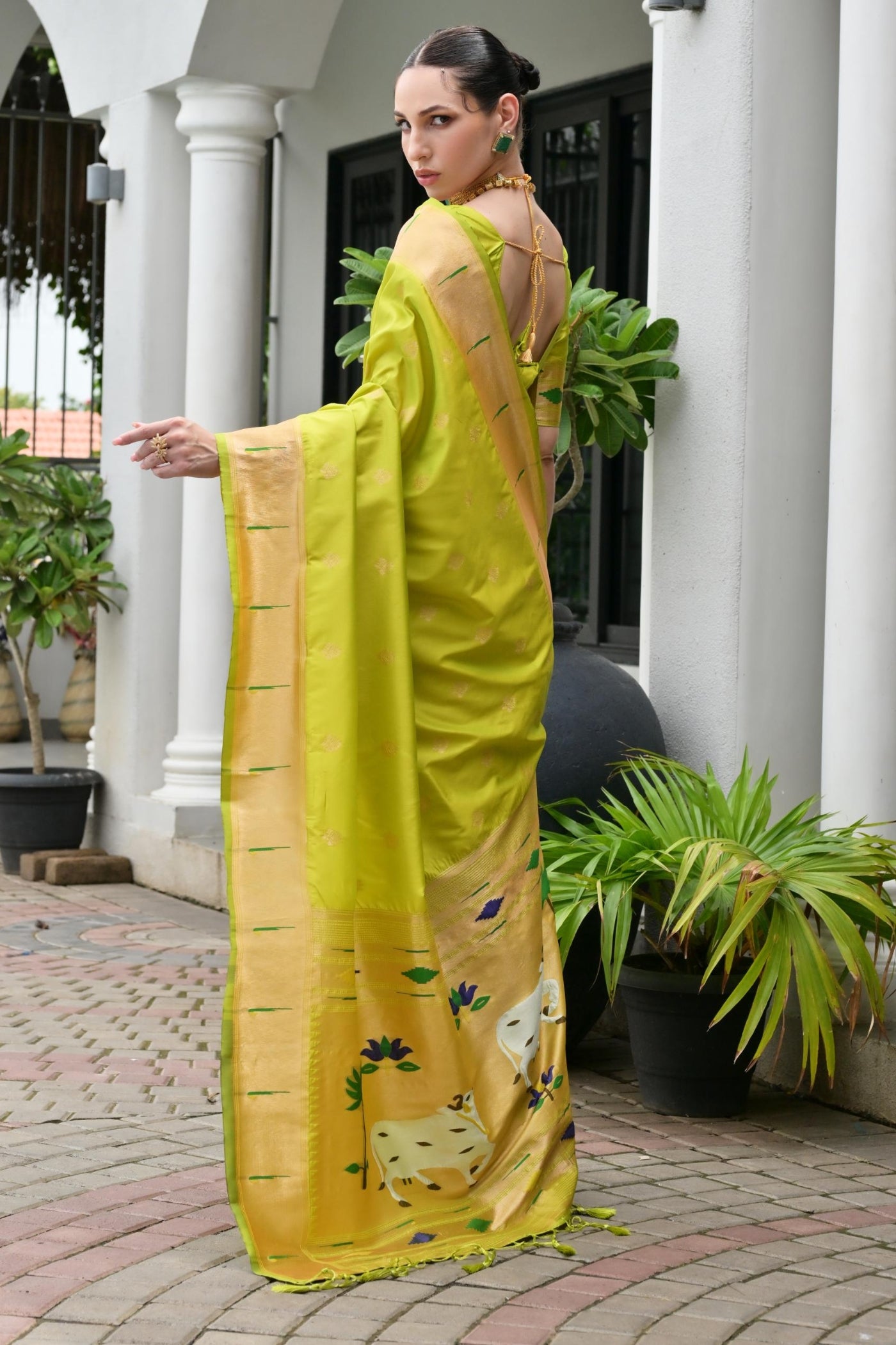 Buy MySilkLove Cambridge Green Woven Paithani Saree Online
