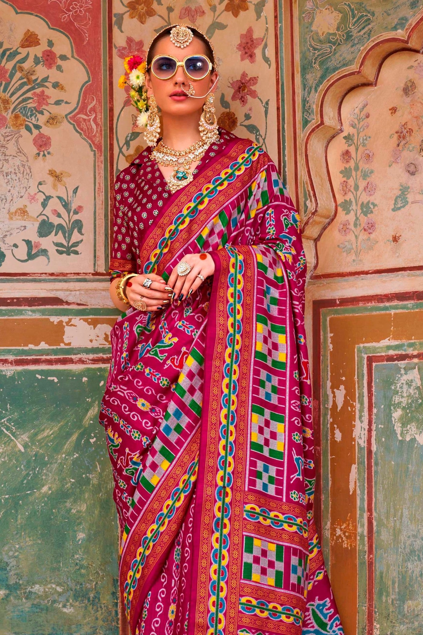 Buy MySilkLove Chestnut Rose Pink Printed Patola Saree Online