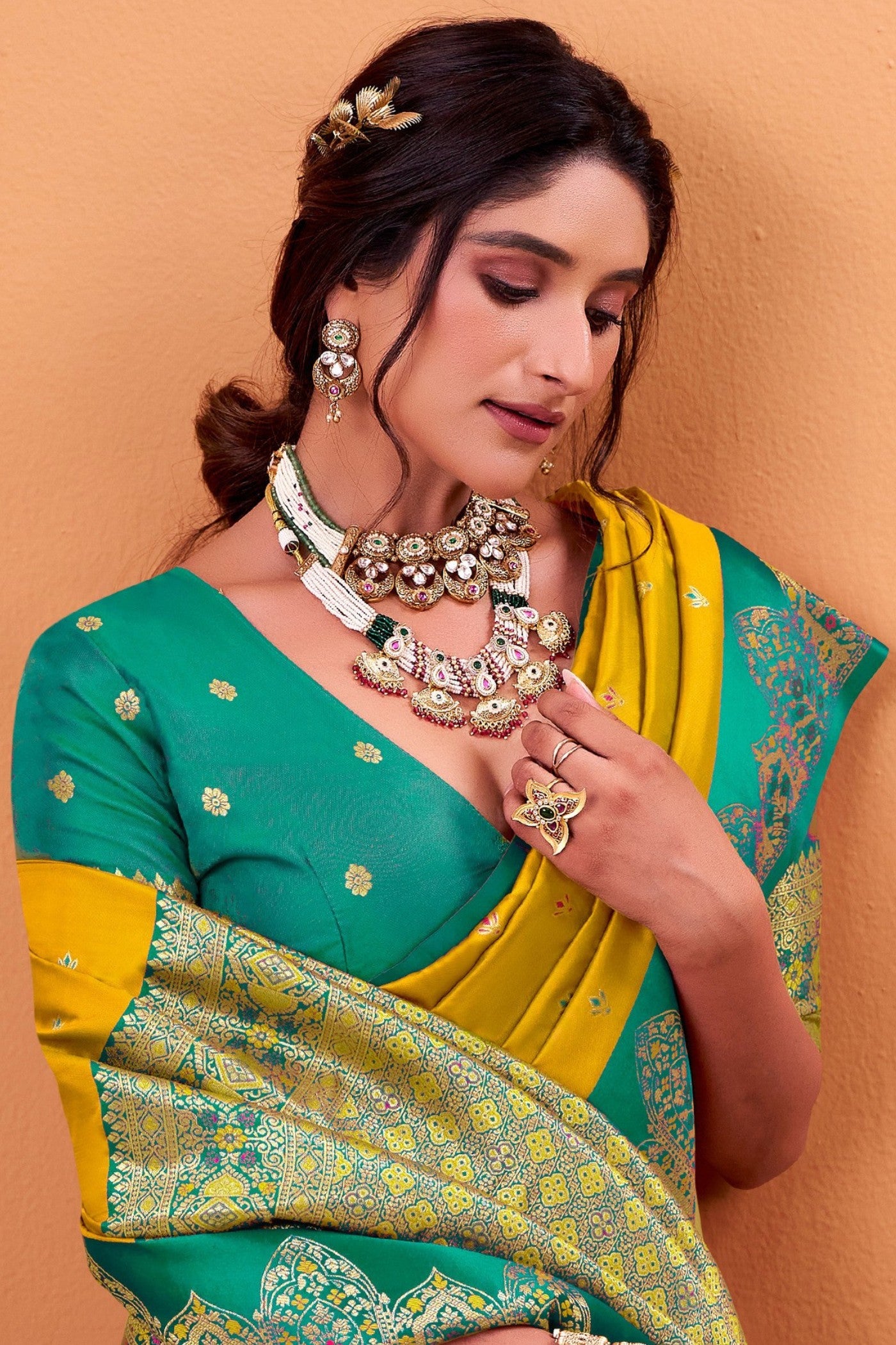 MySilkLove Minion Yellow Woven Satin Soft Silk Saree