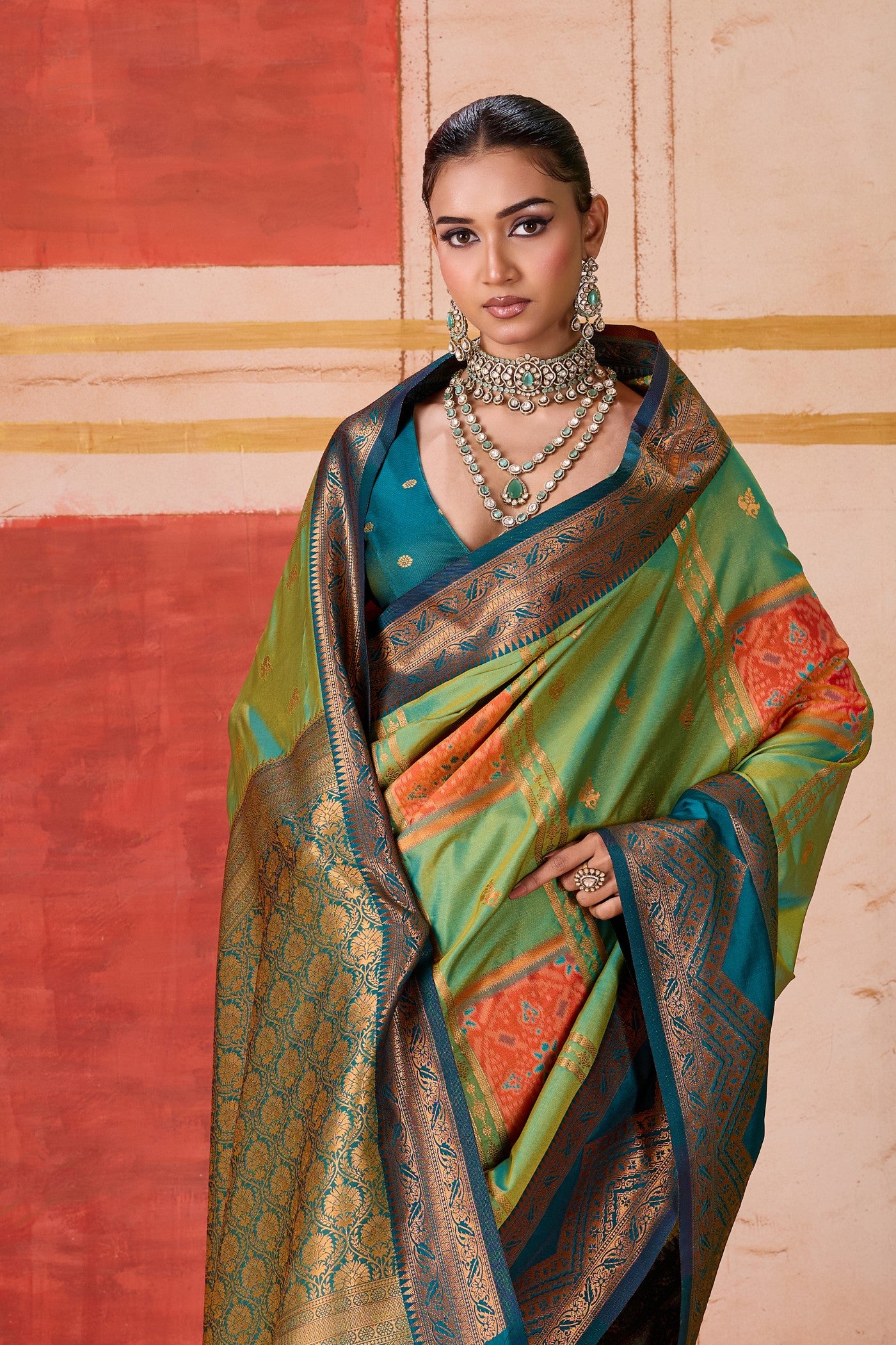 MySilkLove Cadmium Green Banarasi Handloom Saree