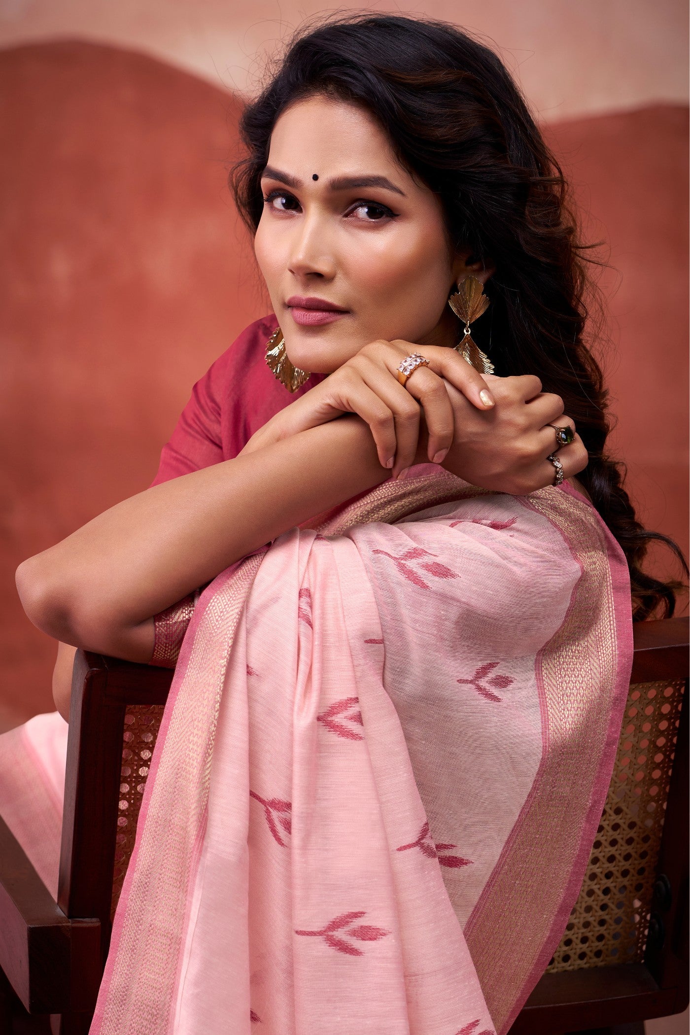 Buy MySilkLove Dusty Pink Woven Modal Cotton Saree Online