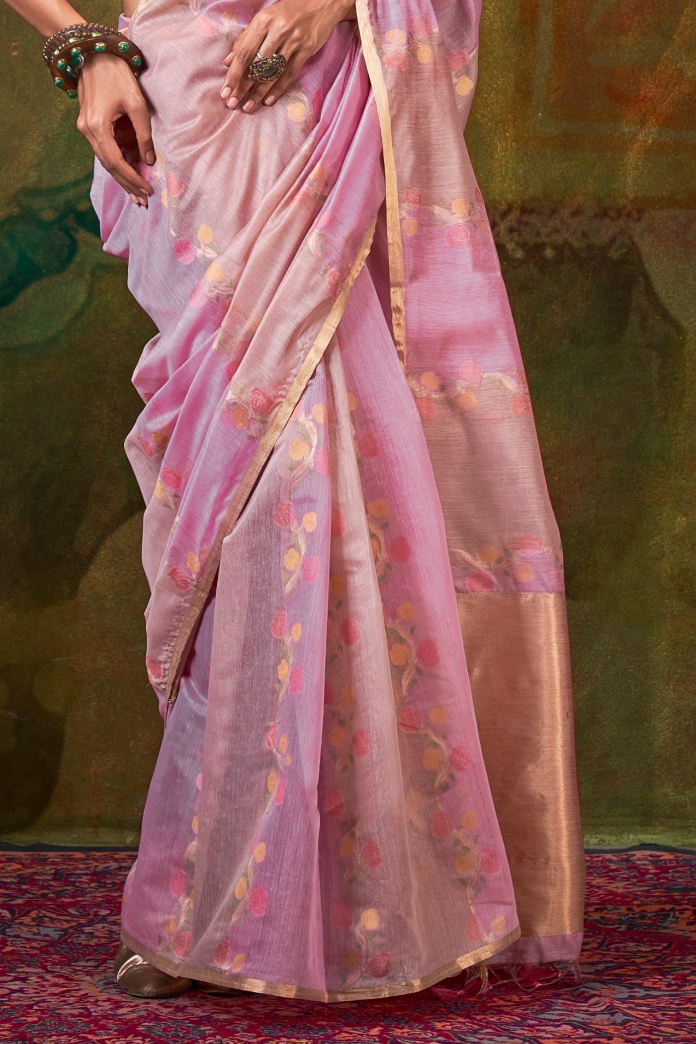 Buy MySilkLove Viola Pink Banarasi Handloom Saree Online