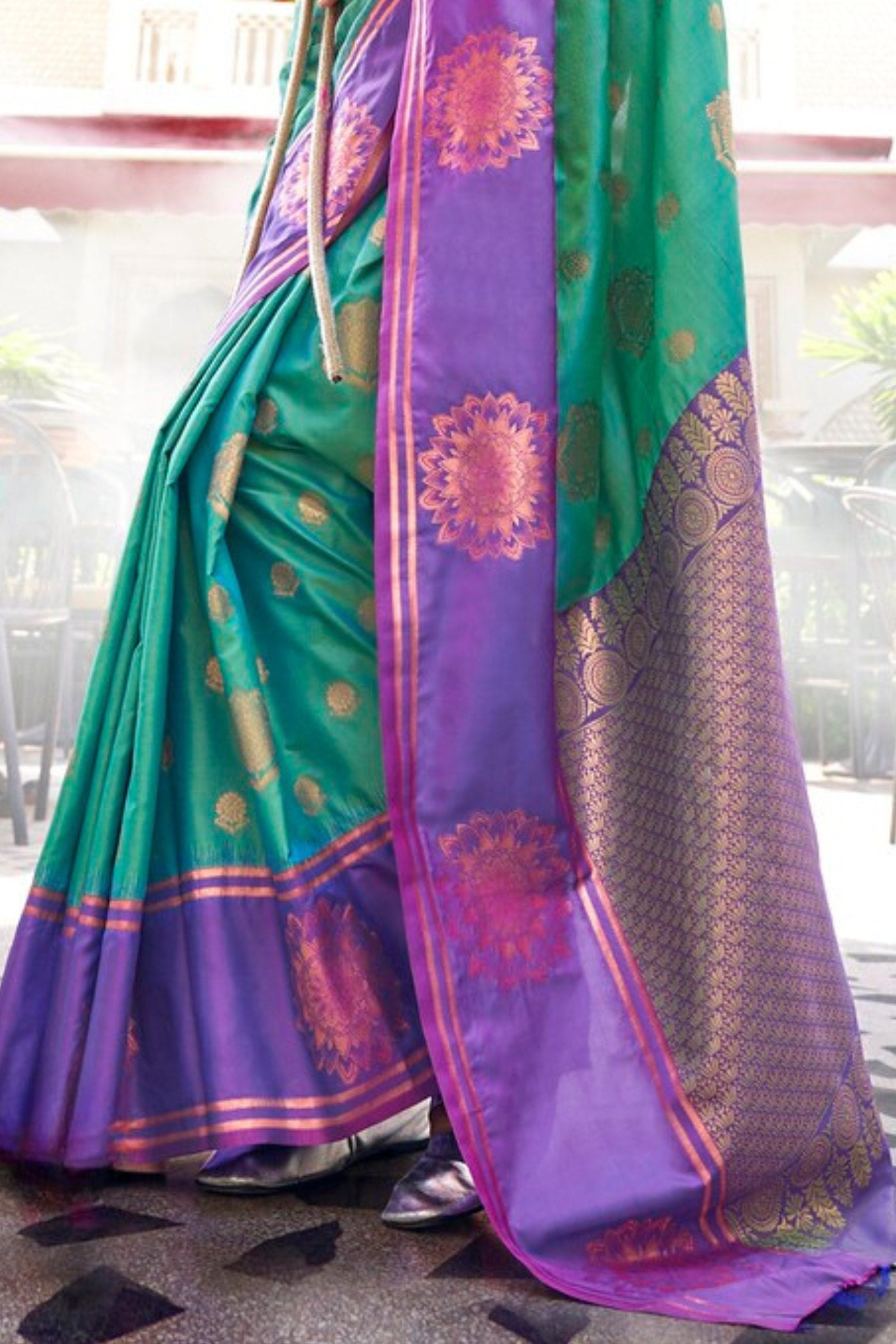 Buy MySilkLove William Green Handloom Katan Banarasi Saree Online