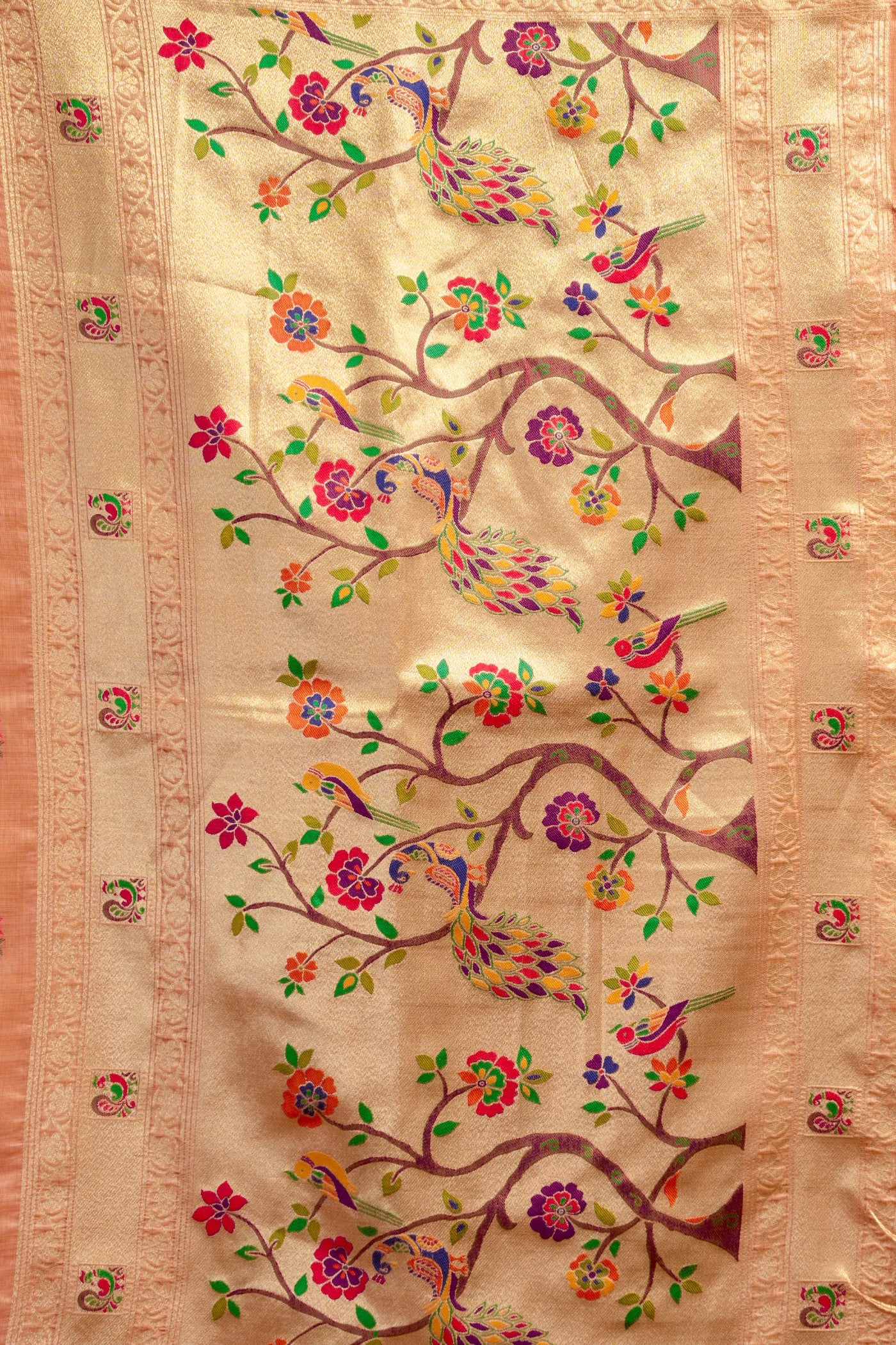 Buy MySilkLove Heather Peach Zari Woven Paithani Saree Online