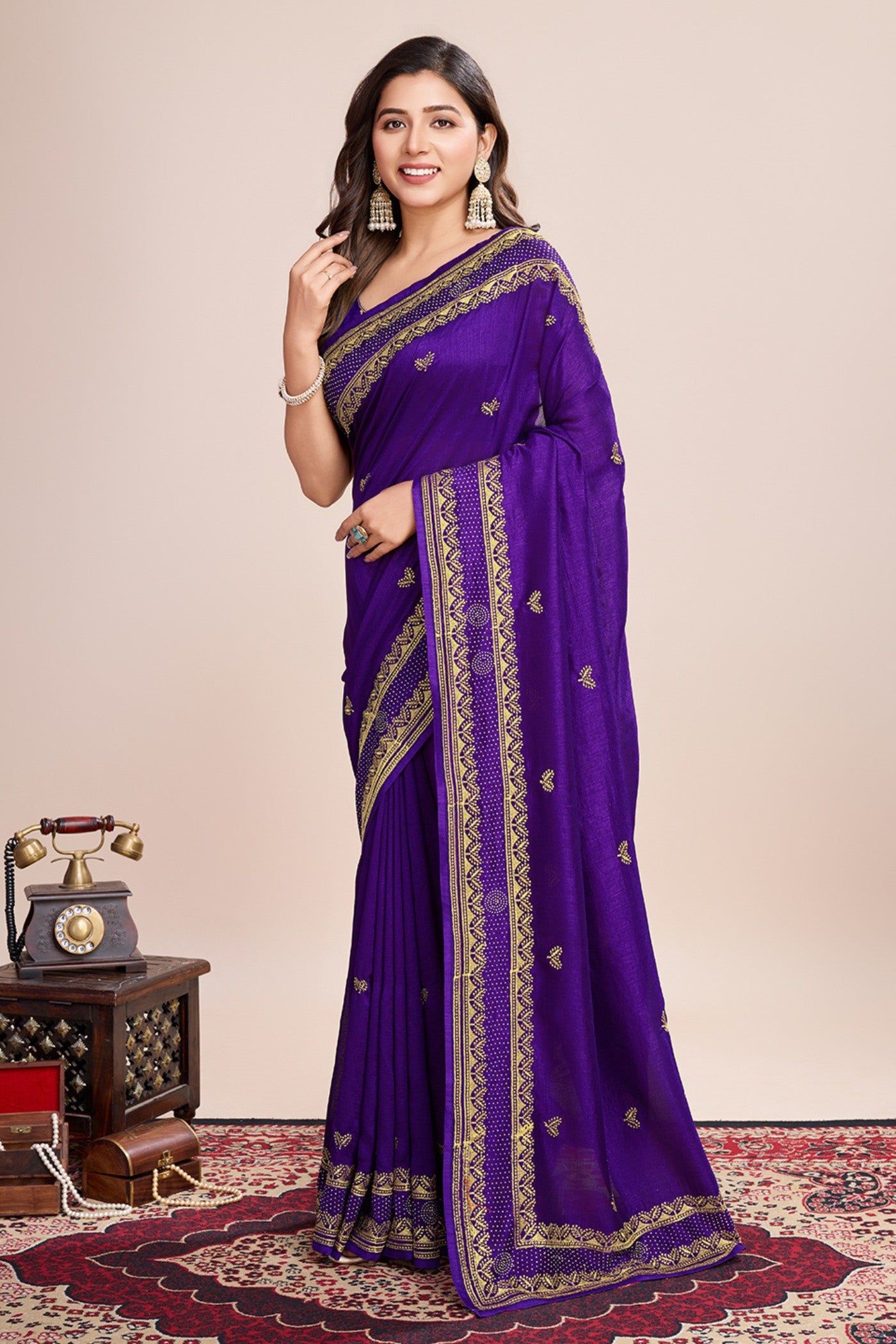 Buy MySilkLove Jamun Purple Designer Partywear Saree Online