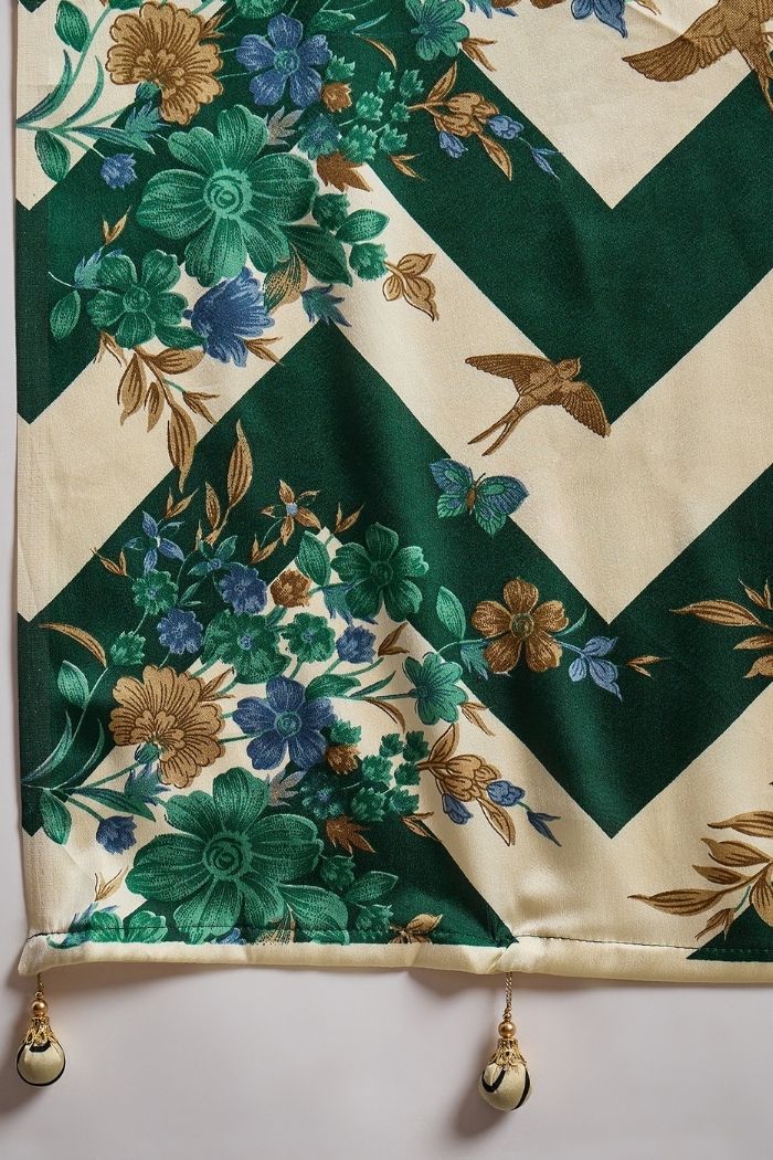 Buy MySilkLove Tree Green Stripe Printed Floral Satin Gaji Silk Saree Online