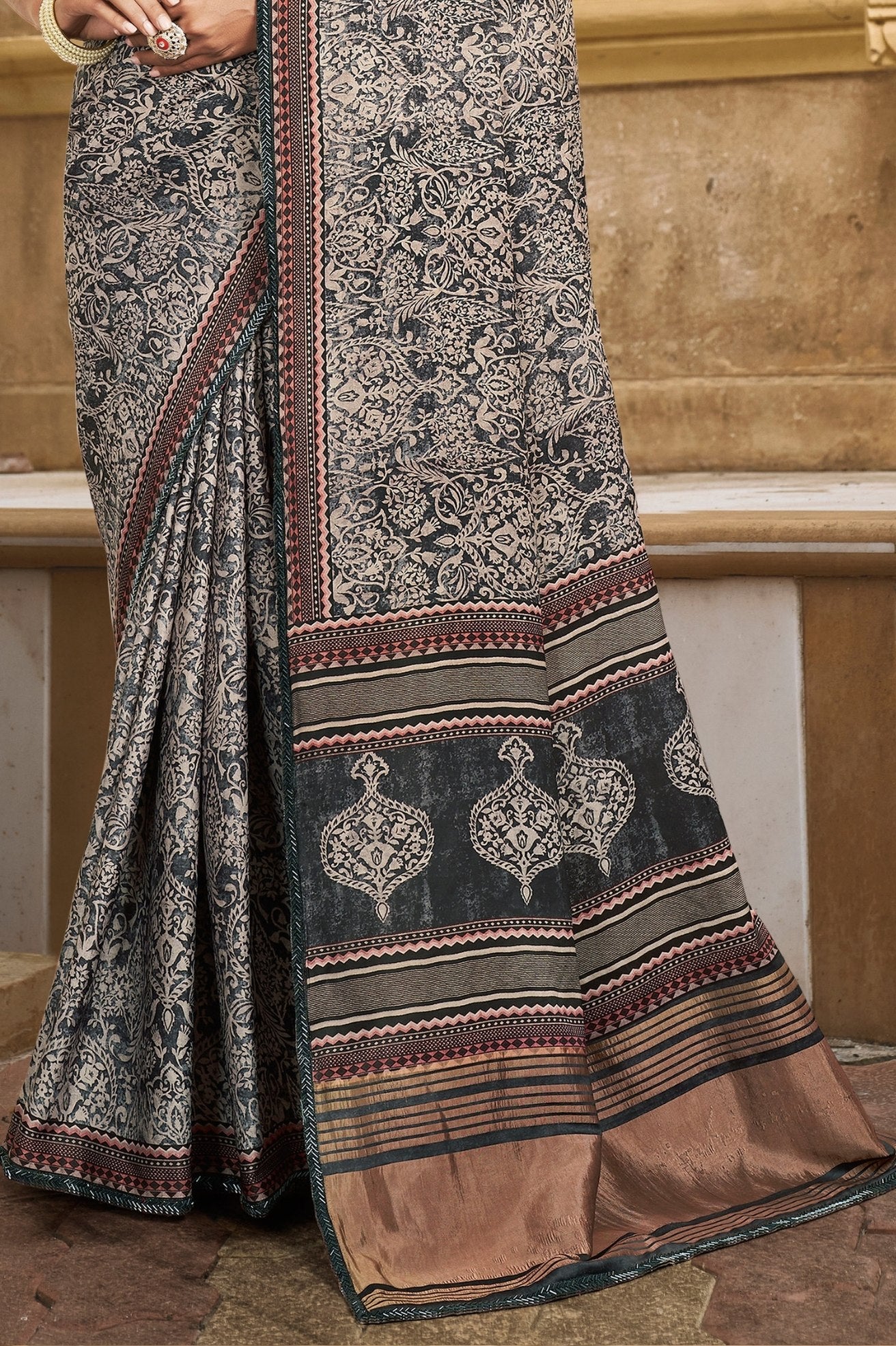 Buy MySilkLove Gaint Grey Banarasi Designer Saree Online