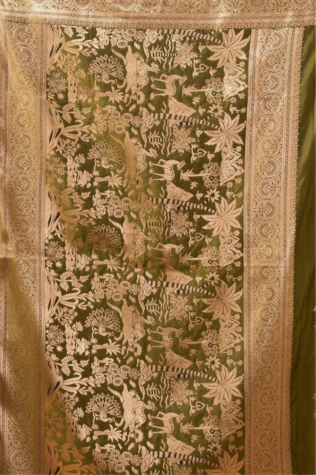 Buy MySilkLove olive Green Woven Banarasi Soft Silk Saree Online