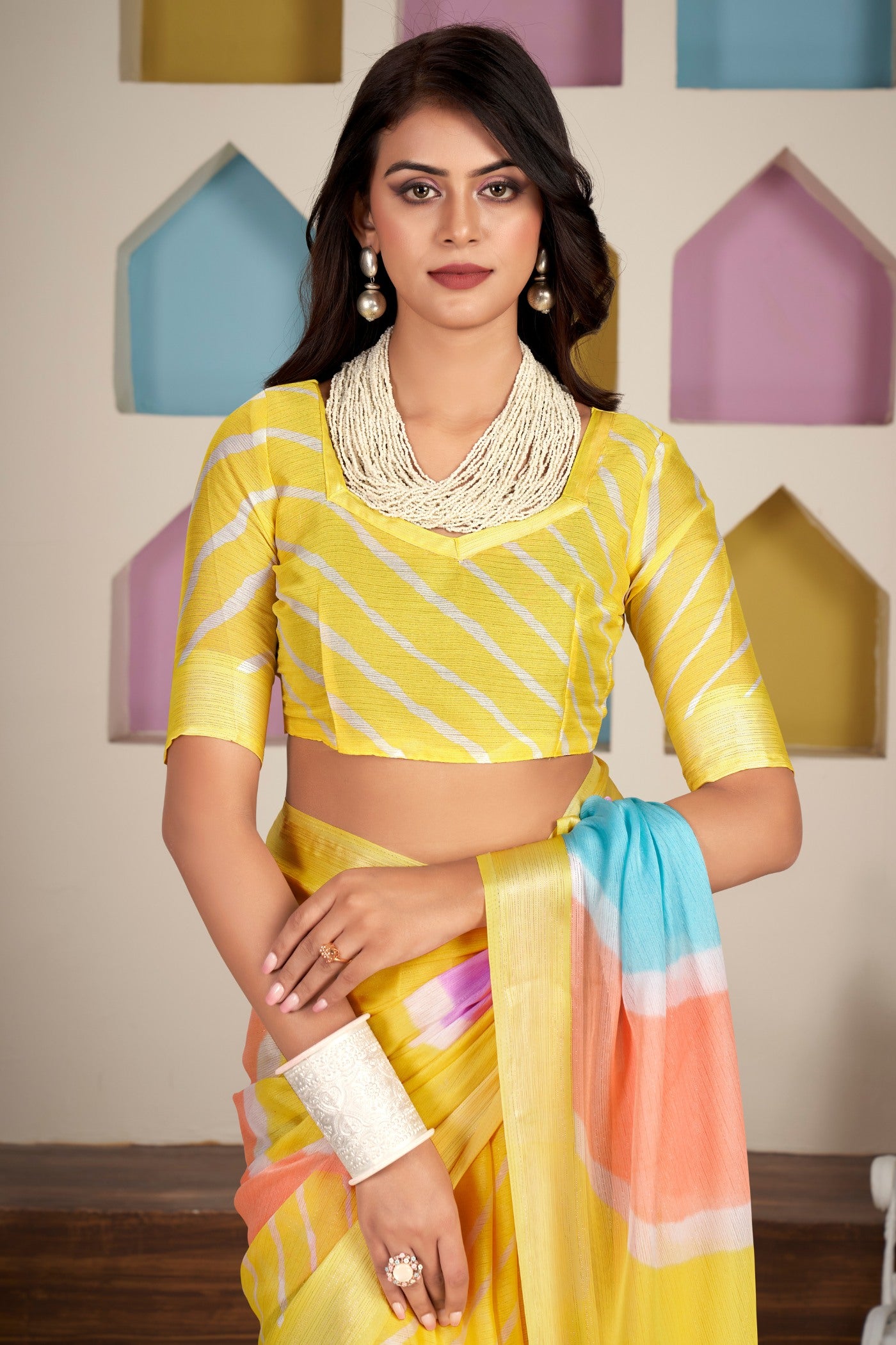 Buy MySilkLove Sun Flower Yellow Printed Satin Silk Saree Online