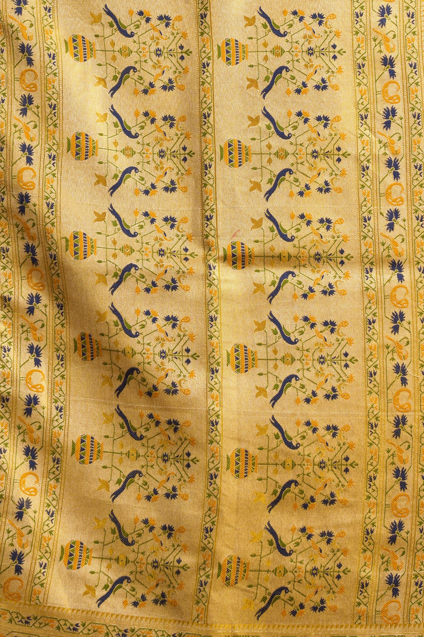 Buy MySilkLove Golden Yellow Woven Tissue Paithani Saree Online