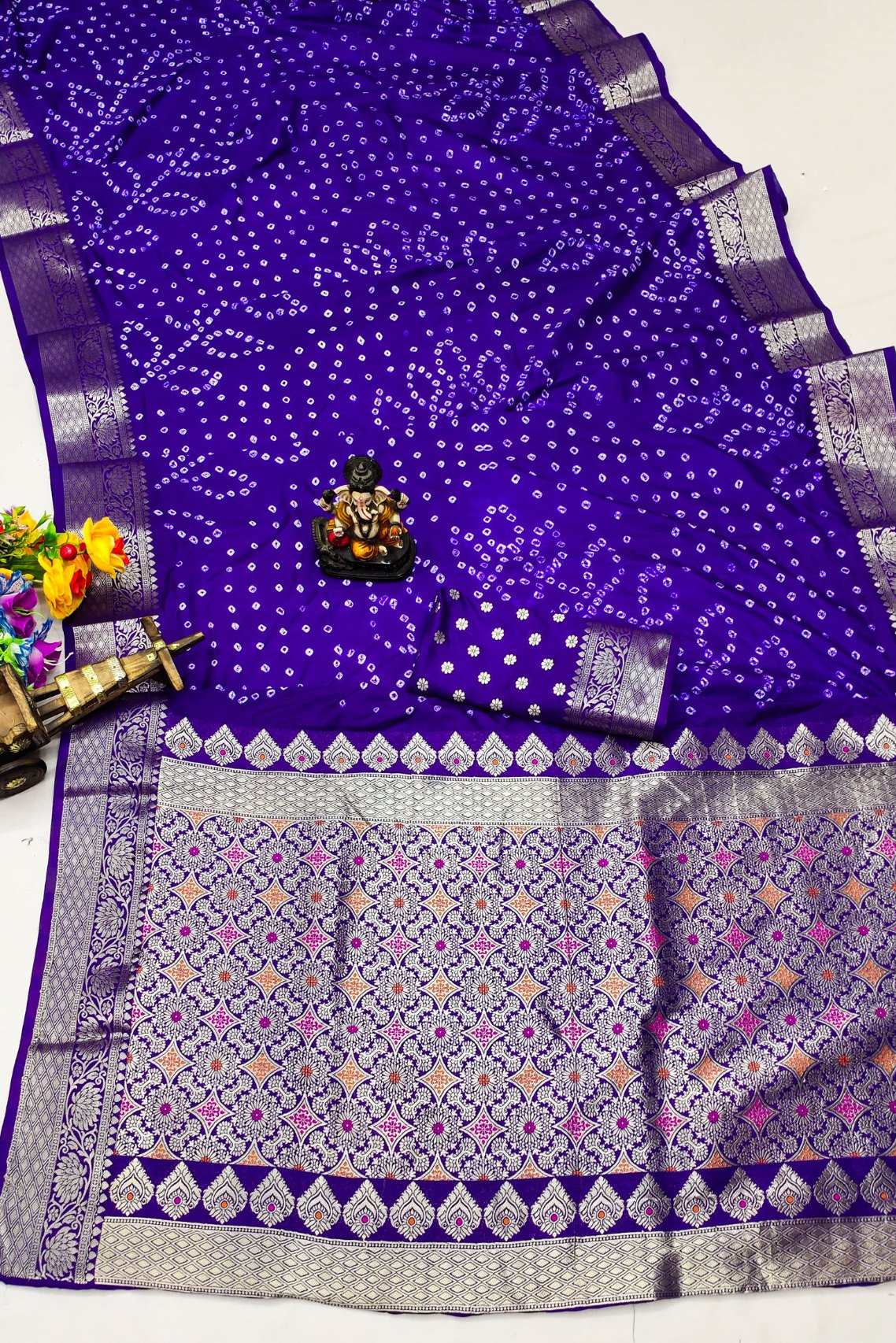 Buy MySilkLove Plump Purple Woven Bandhani Dola Silk Saree Online