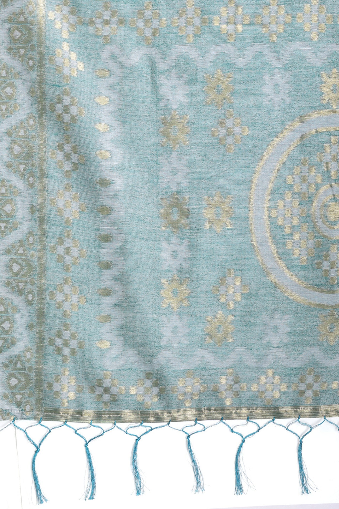 Buy MySilkLove Arctic Blue Linen Cotton Saree Online