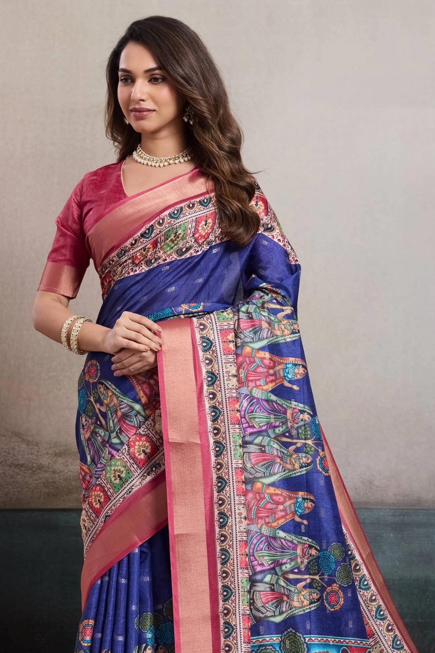 Buy MySilkLove Polynesian Blue Digital Printed Saree Online