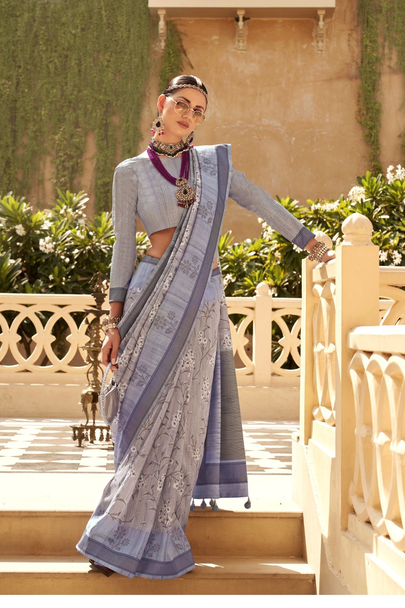 Buy MySilkLove Fog Grey Banarasi Handloom Saree Online