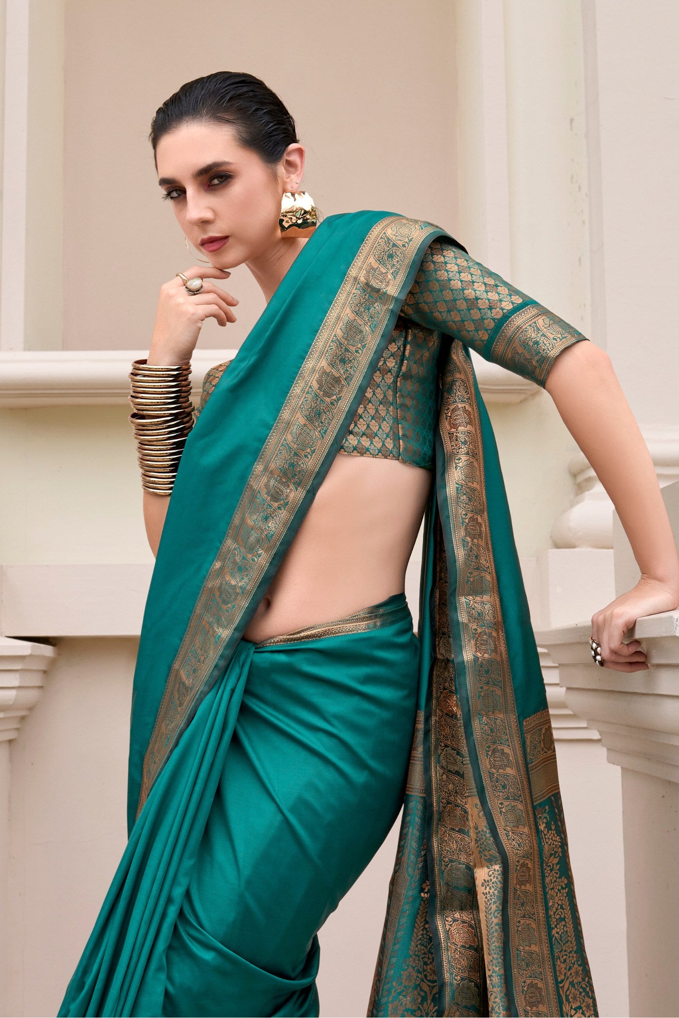 Buy MySilkLove Atoll Green Banarasi Handloom Saree Online