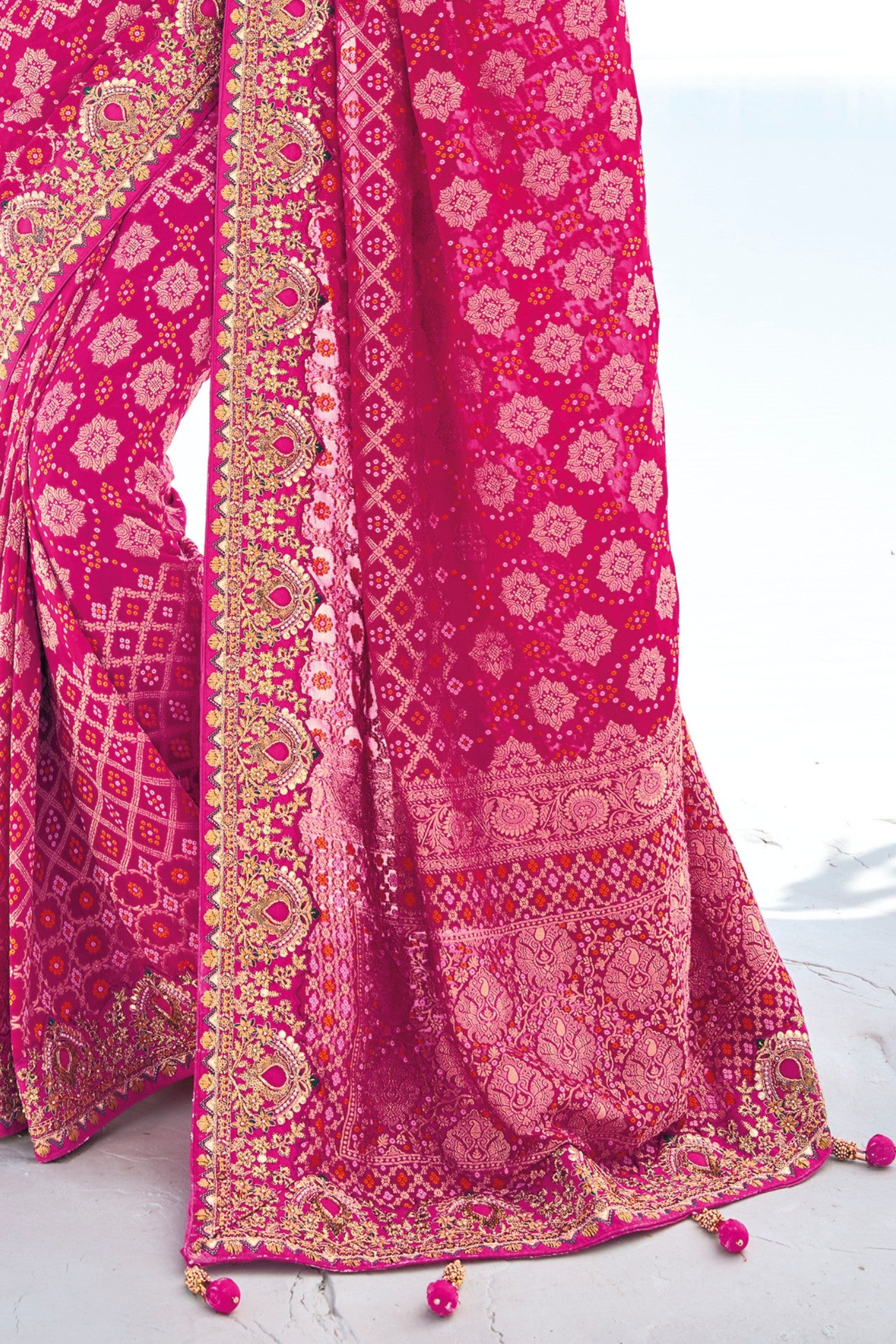 Buy MySilkLove Foxglove Pink Georgette Patola Saree Online