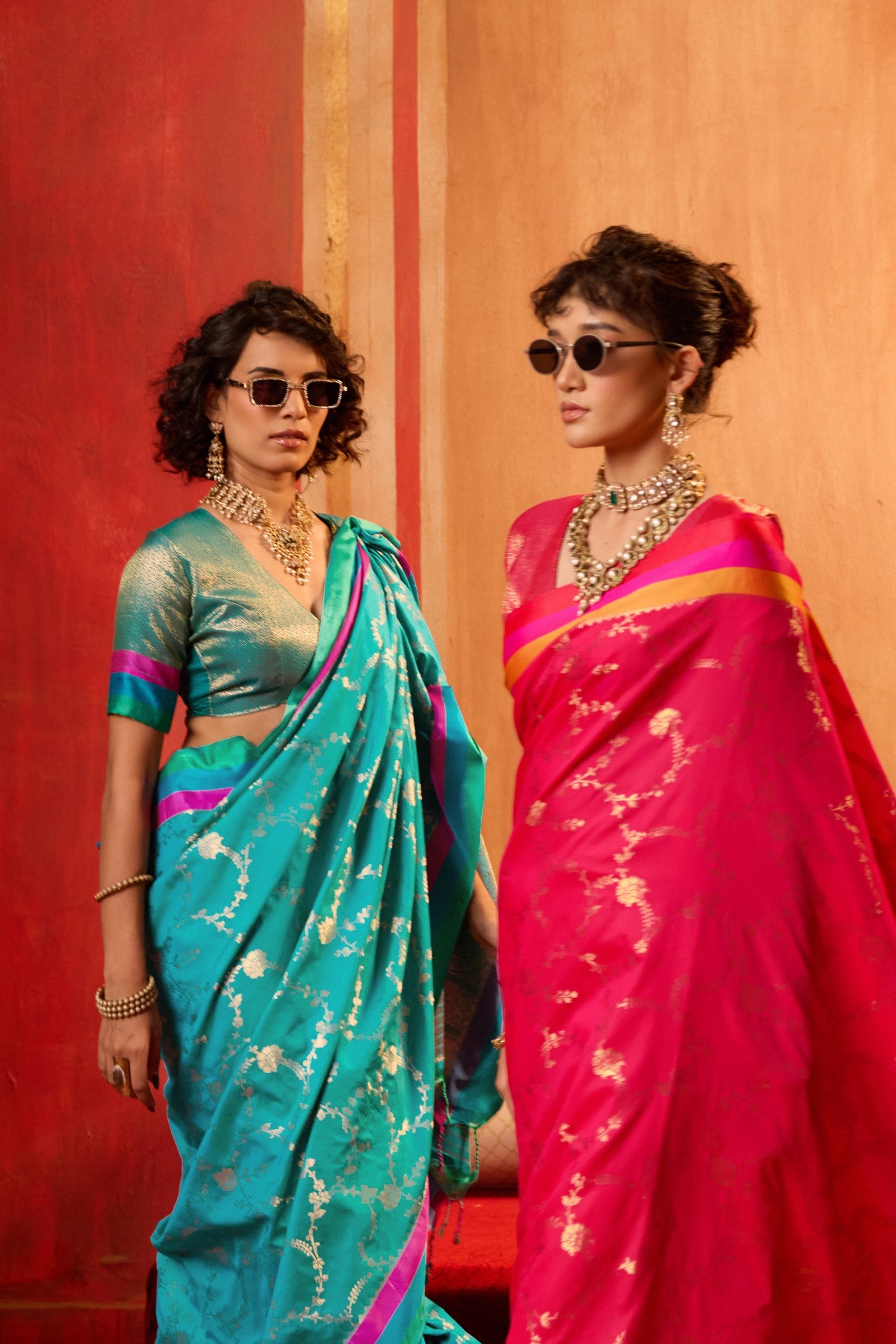 Buy MySilkLove Lagoon Blue Handloom Satin Soft Silk Saree Online