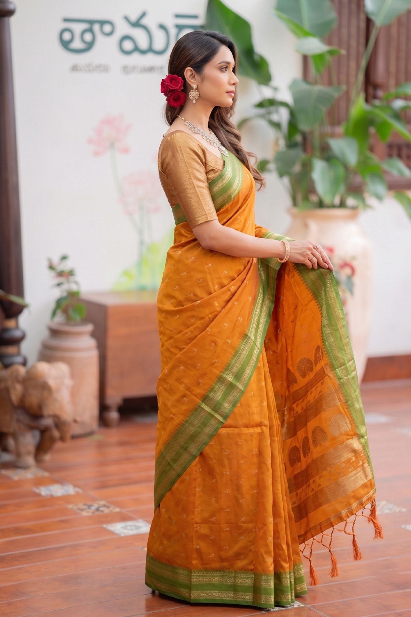 MySilkLove Marigold Yellow Banarasi Woven Soft Silk Saree