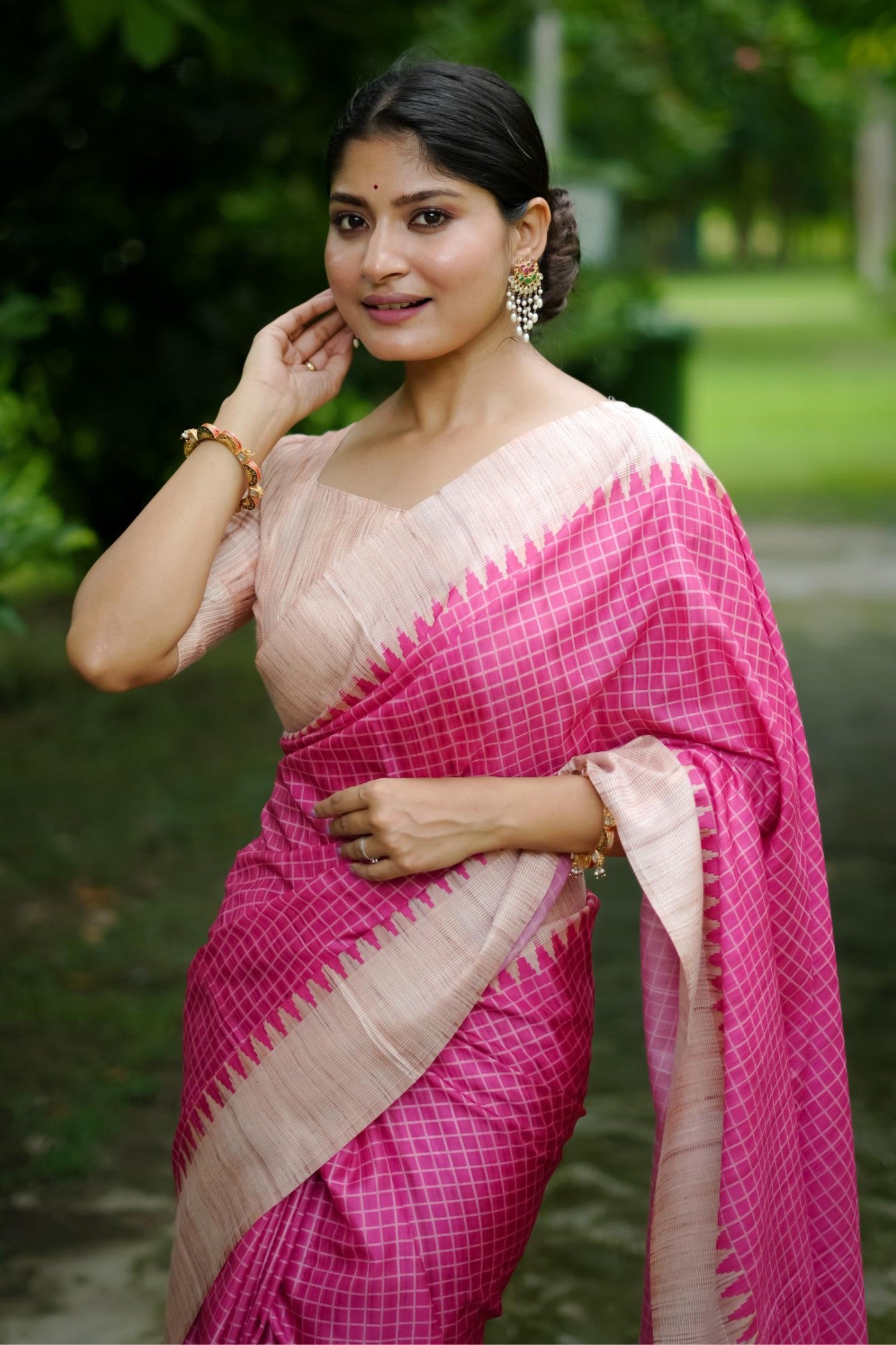 MySilkLove French Pink Printed Raw Silk Saree