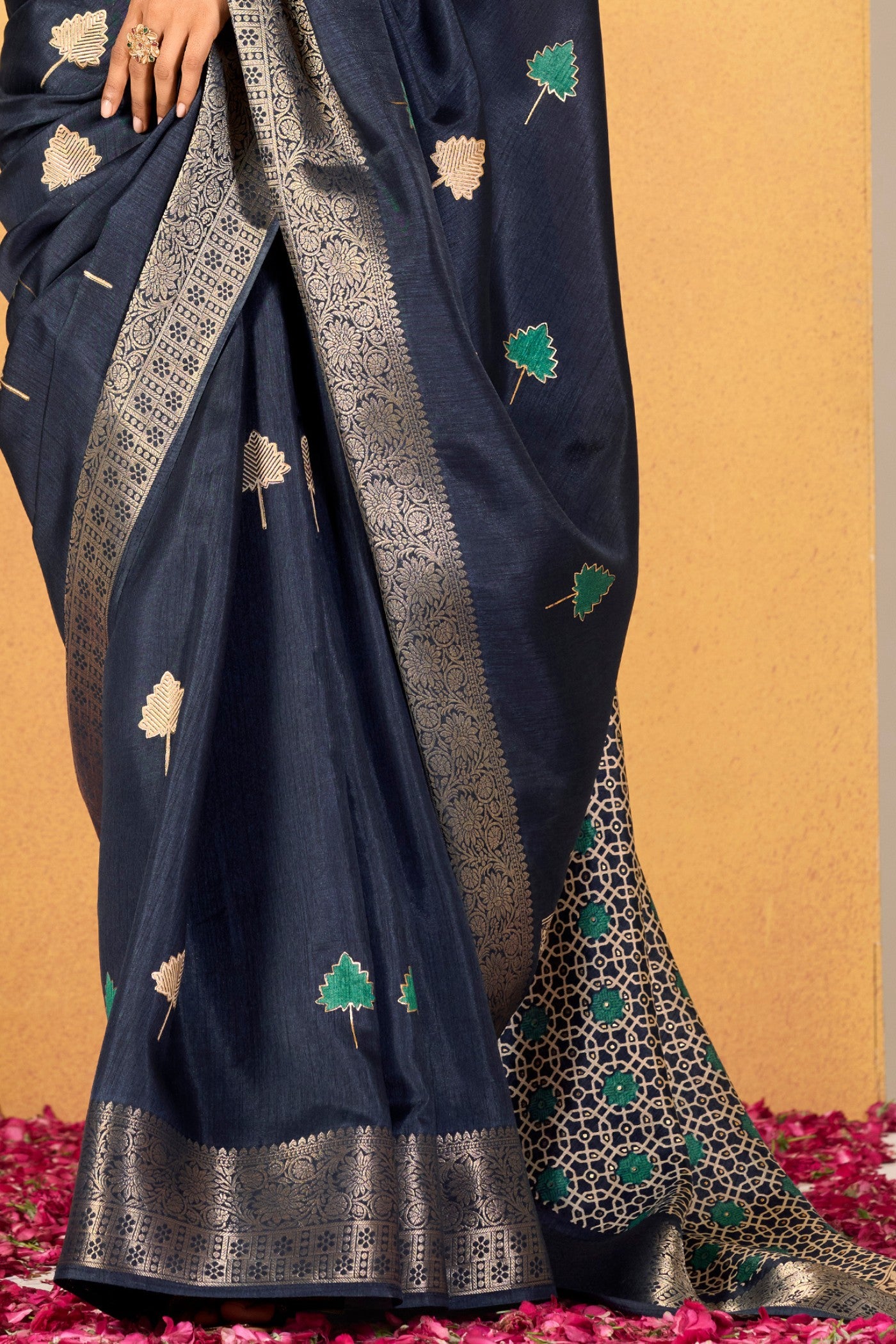 Buy MySilkLove Spruce Blue Woven Dola Silk Saree Online