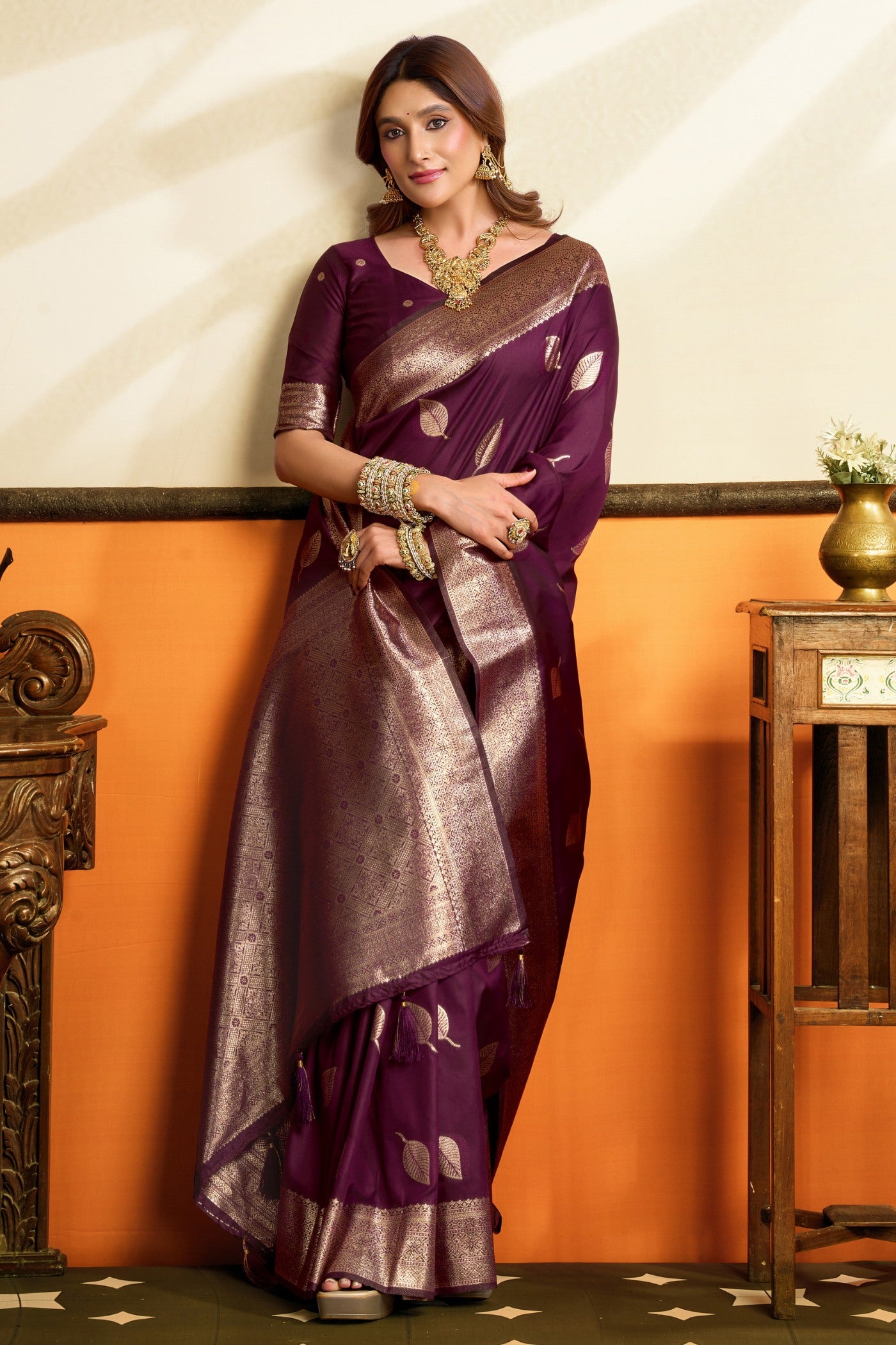 Buy MySilkLove Heliotrope Purple Woven Banarasi Saree Online