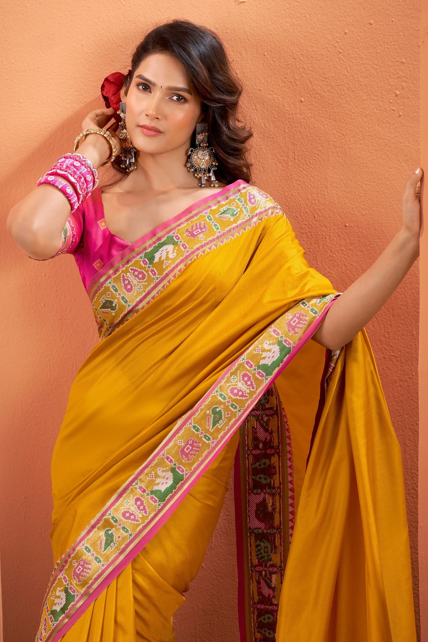 MySilkLove Mikado Yellow Woven Banarasi Patola Silk Saree