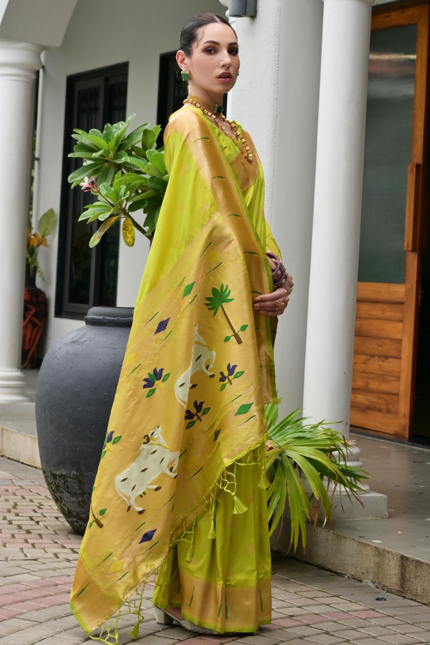 Buy MySilkLove Cambridge Green Woven Paithani Saree Online