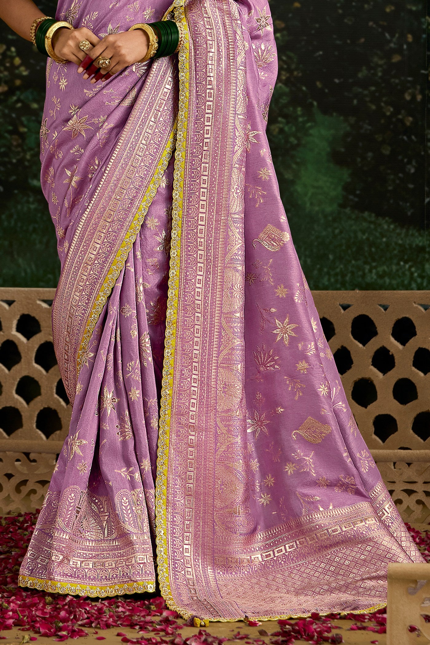 Buy MySilkLove Rouge Pink Designer Banarasi Saree Online