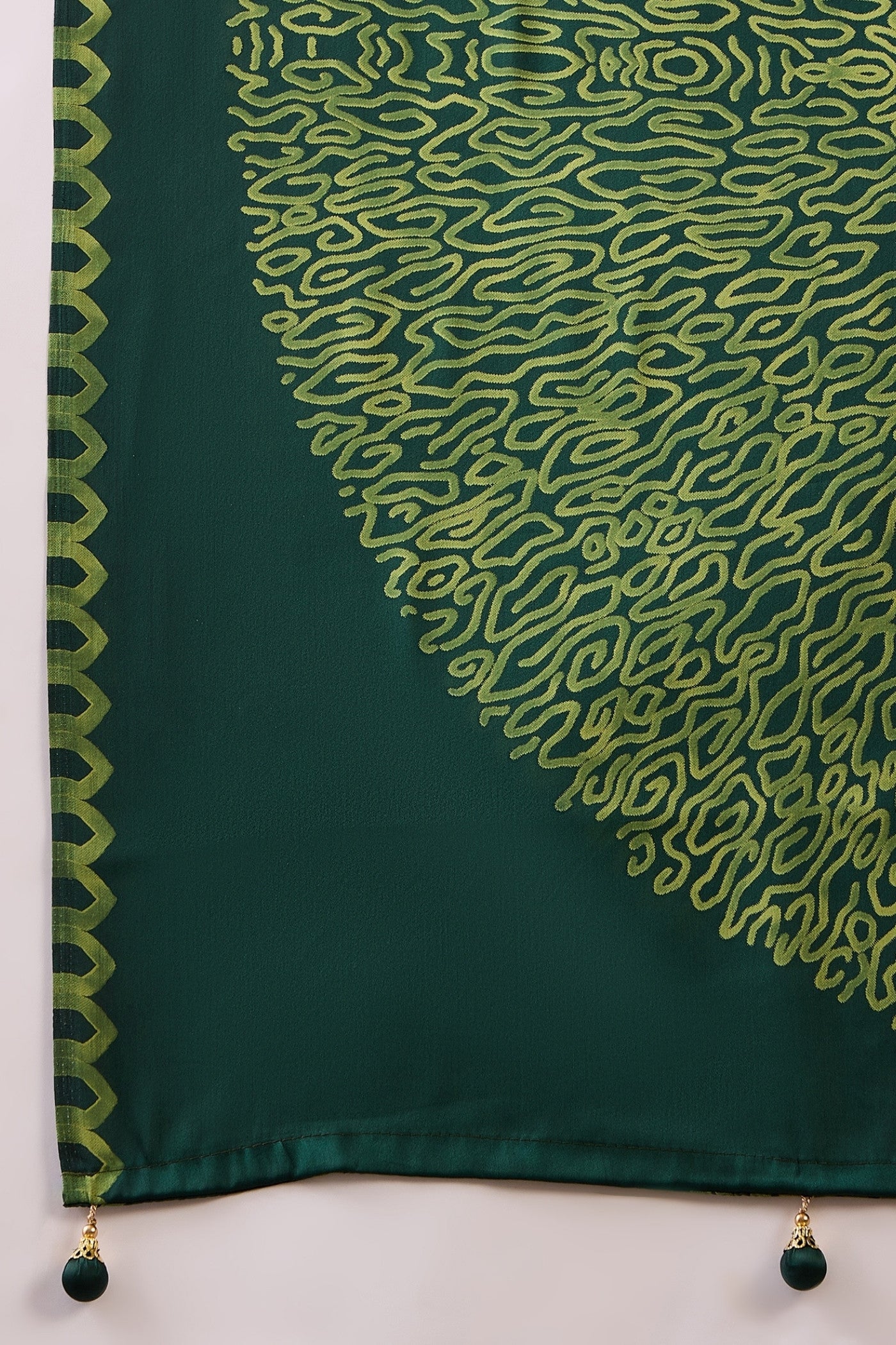 Buy MySilkLove Dark Leaf Green Printed Satin Gaji Silk Saree Online