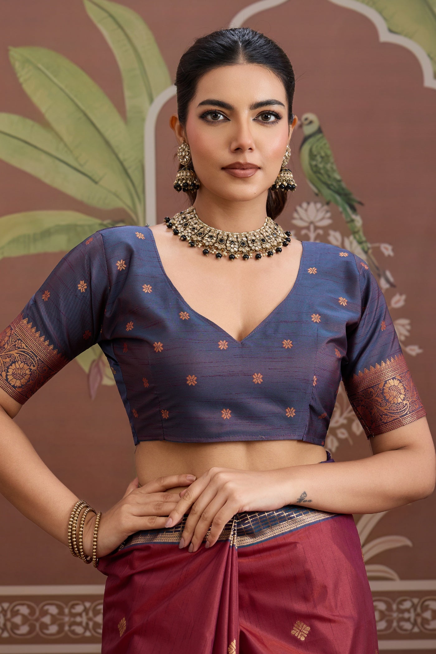 Buy MySilkLove Sangria Maroon Handloom Tussar Silk Saree Online