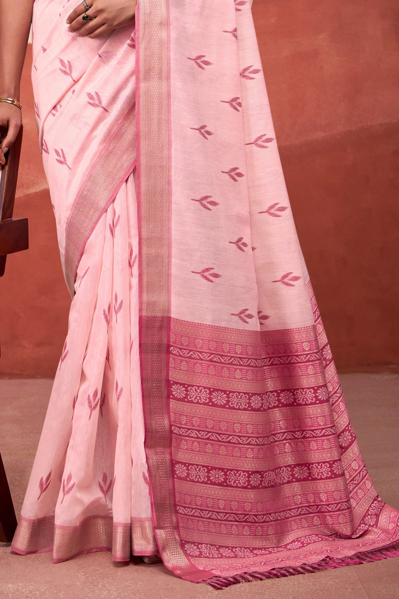 Buy MySilkLove Dusty Pink Woven Modal Cotton Saree Online