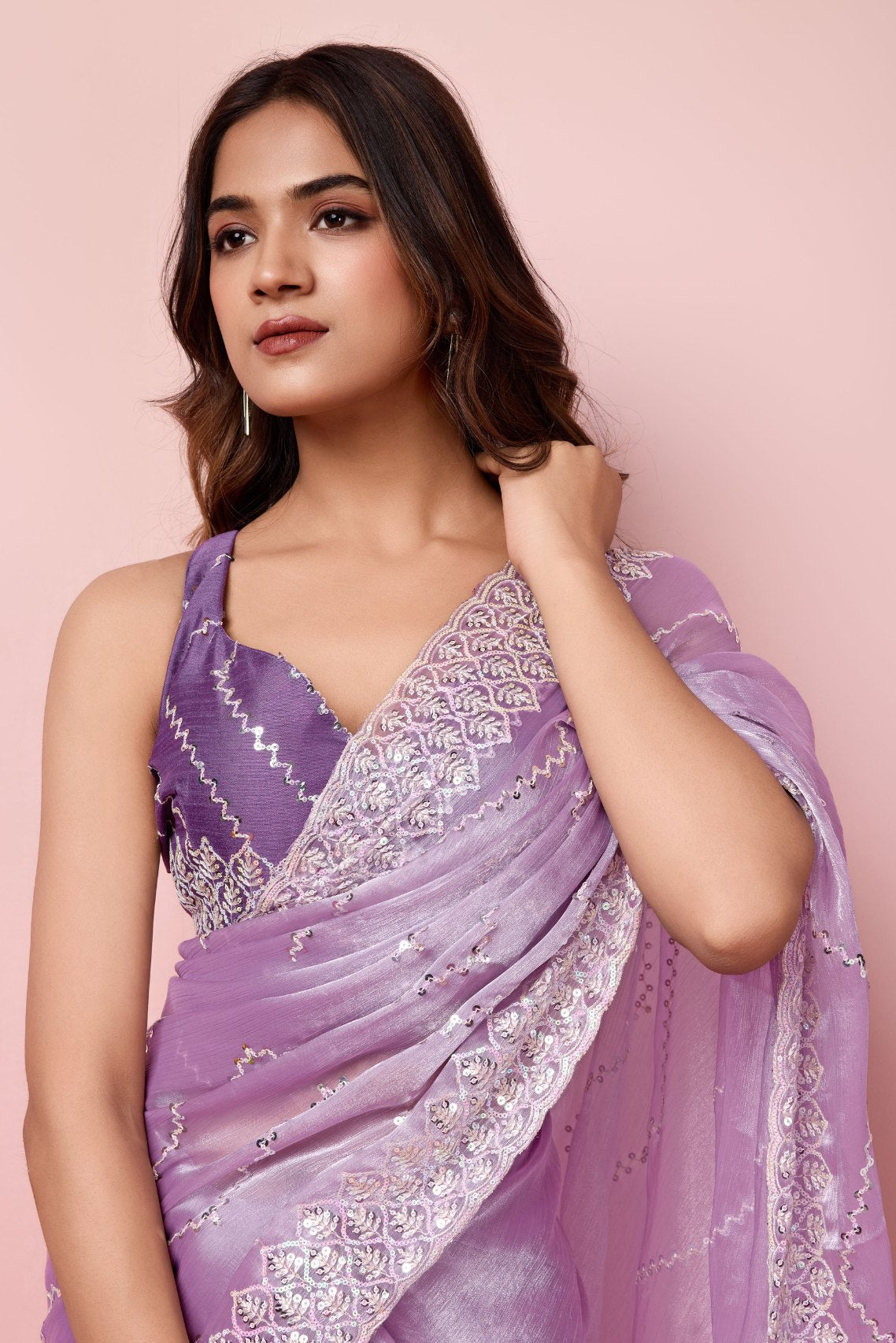 MySilkLove Early Bird Purple Designer Partywear Saree