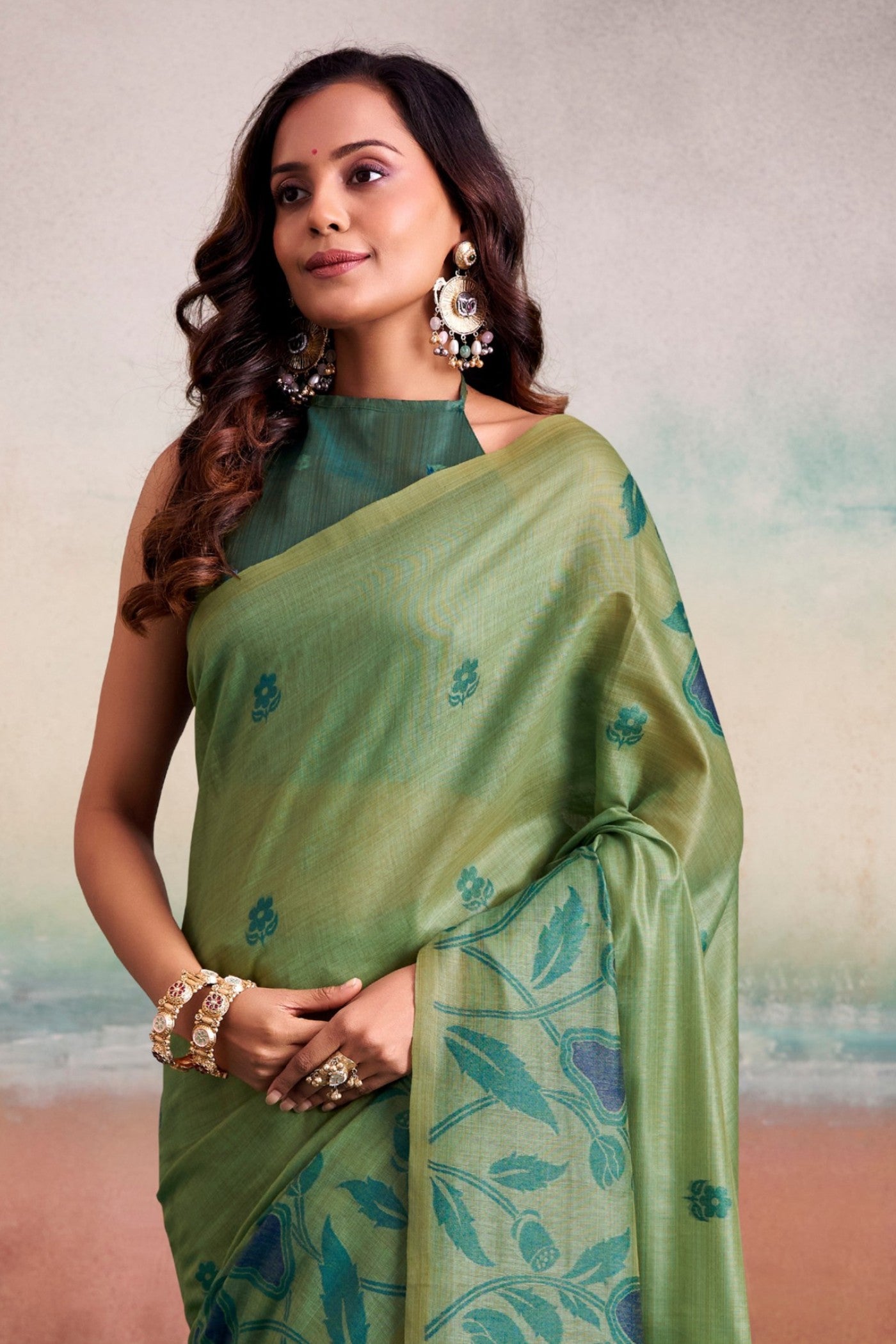 Buy MySilkLove Apple Green Handloom Modal Silk Saree Online