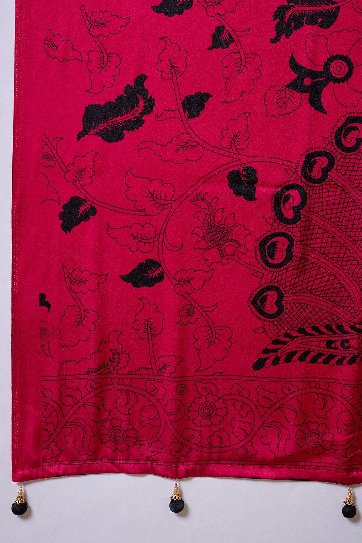 Buy MySilkLove Charleston Black Ajrakh Printed Satin Crepe Silk Saree Online