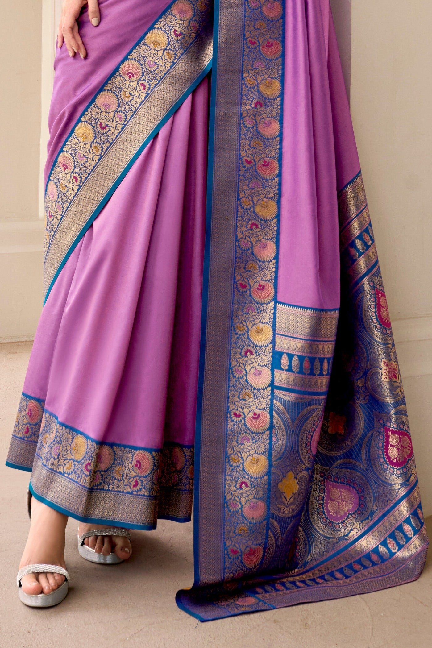 Buy MySilkLove Hopbush Pink Woven Banarasi Soft Silk Saree Online