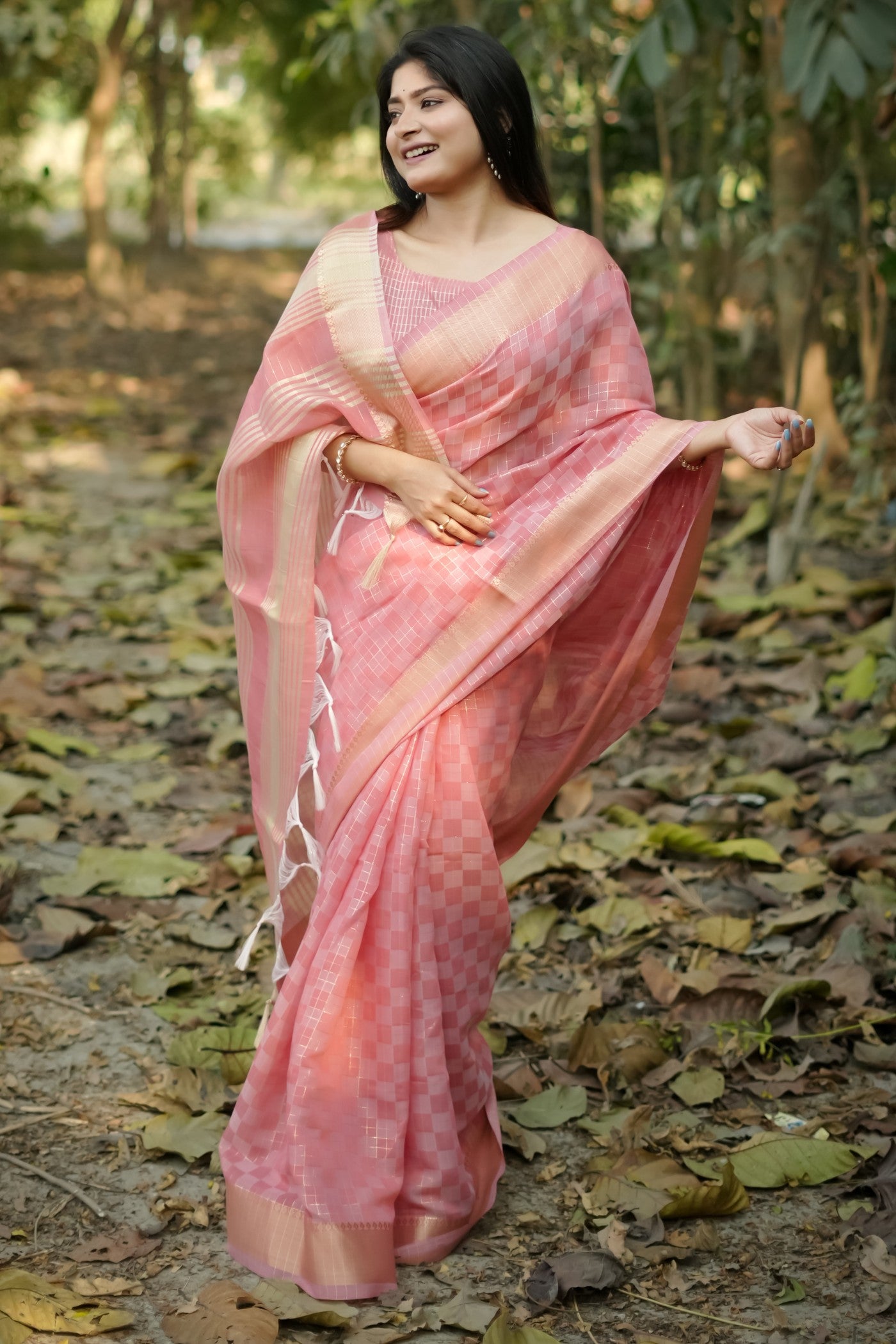 Buy MySilkLove Faded Pink Banarasi Raw Silk Saree Online