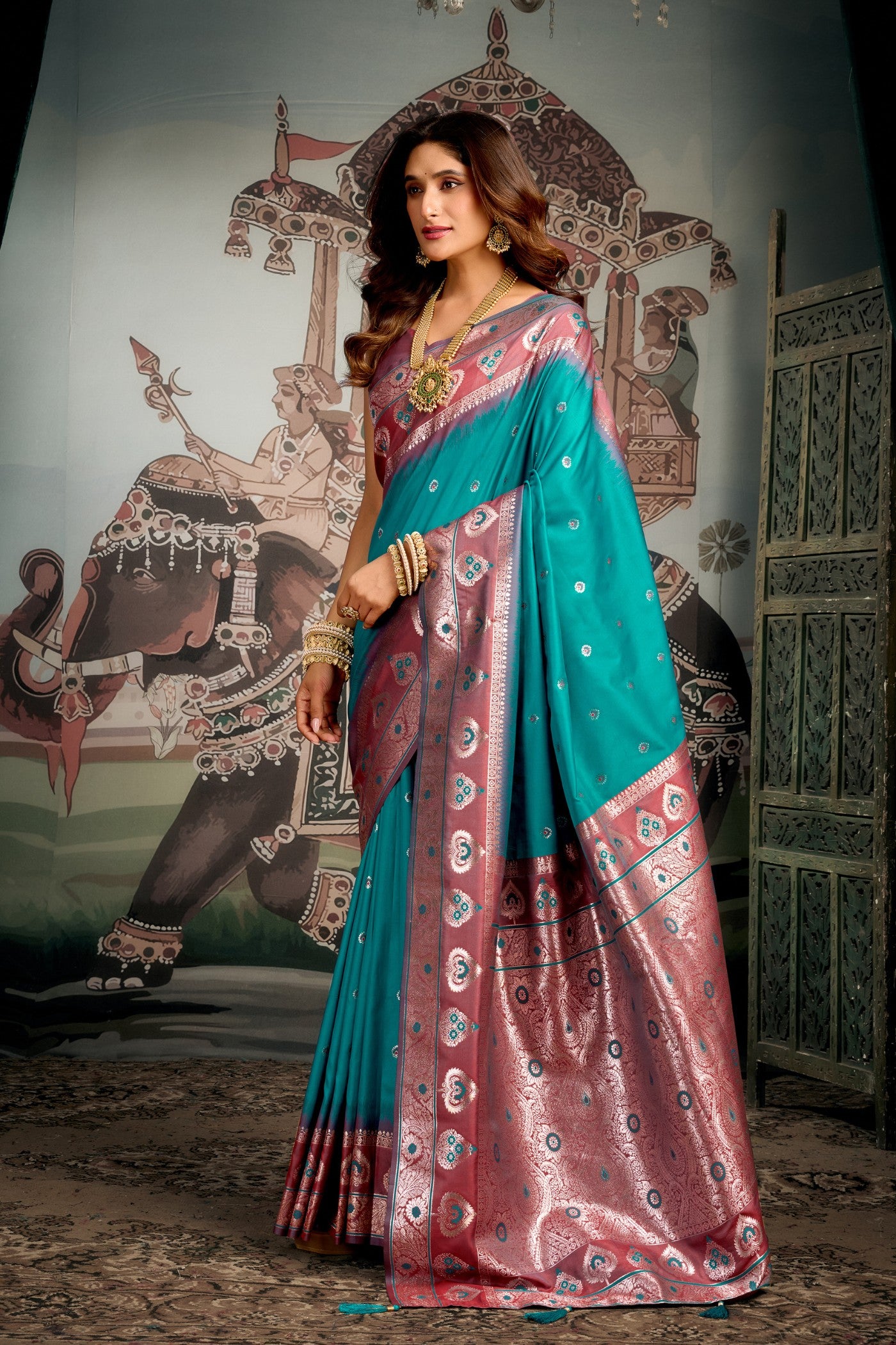 Buy MySilkLove Wild Blue Banarasi Soft Silk Saree Online