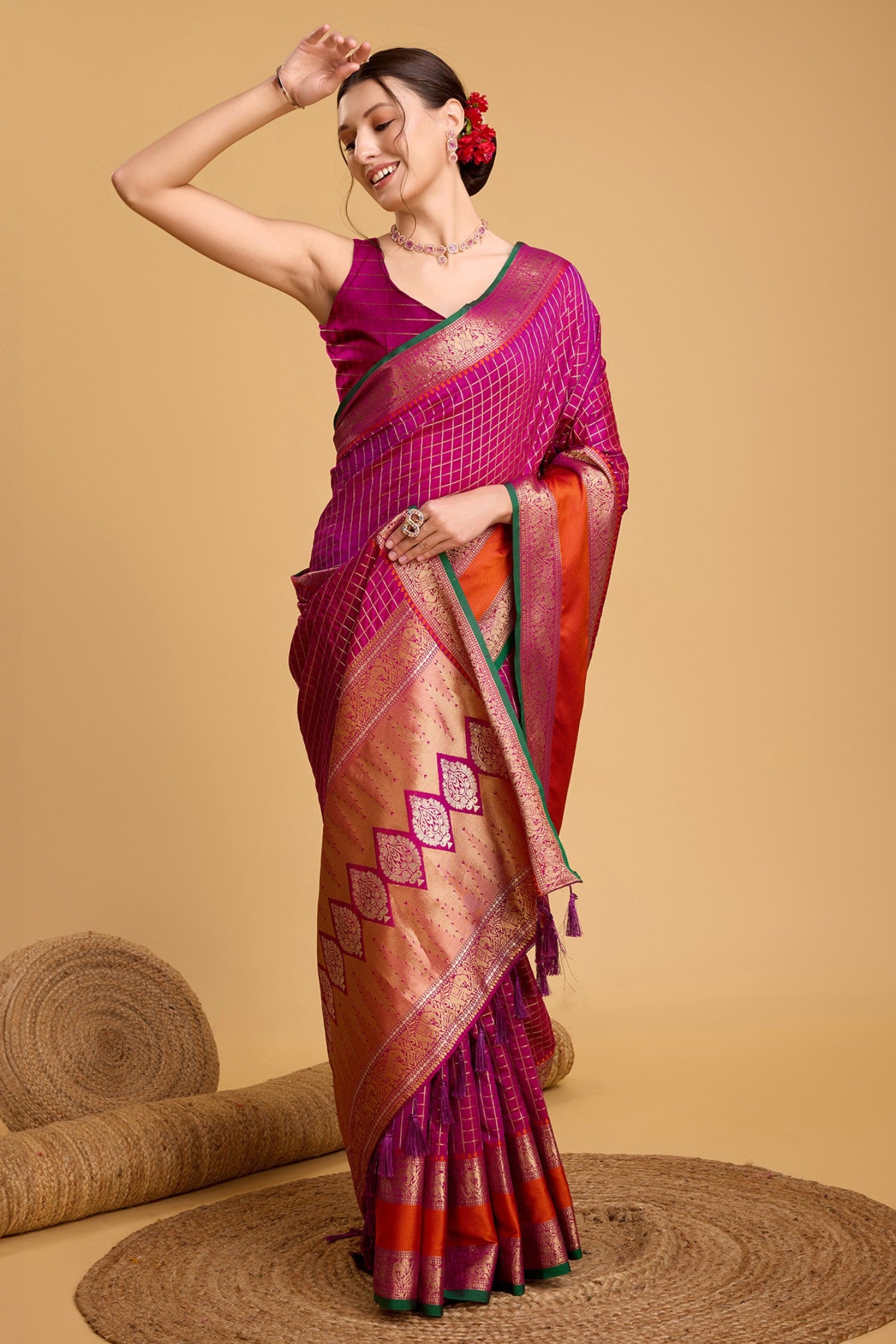 Buy MySilkLove Veronica Purple Zari Woven Banarasi Saree Online