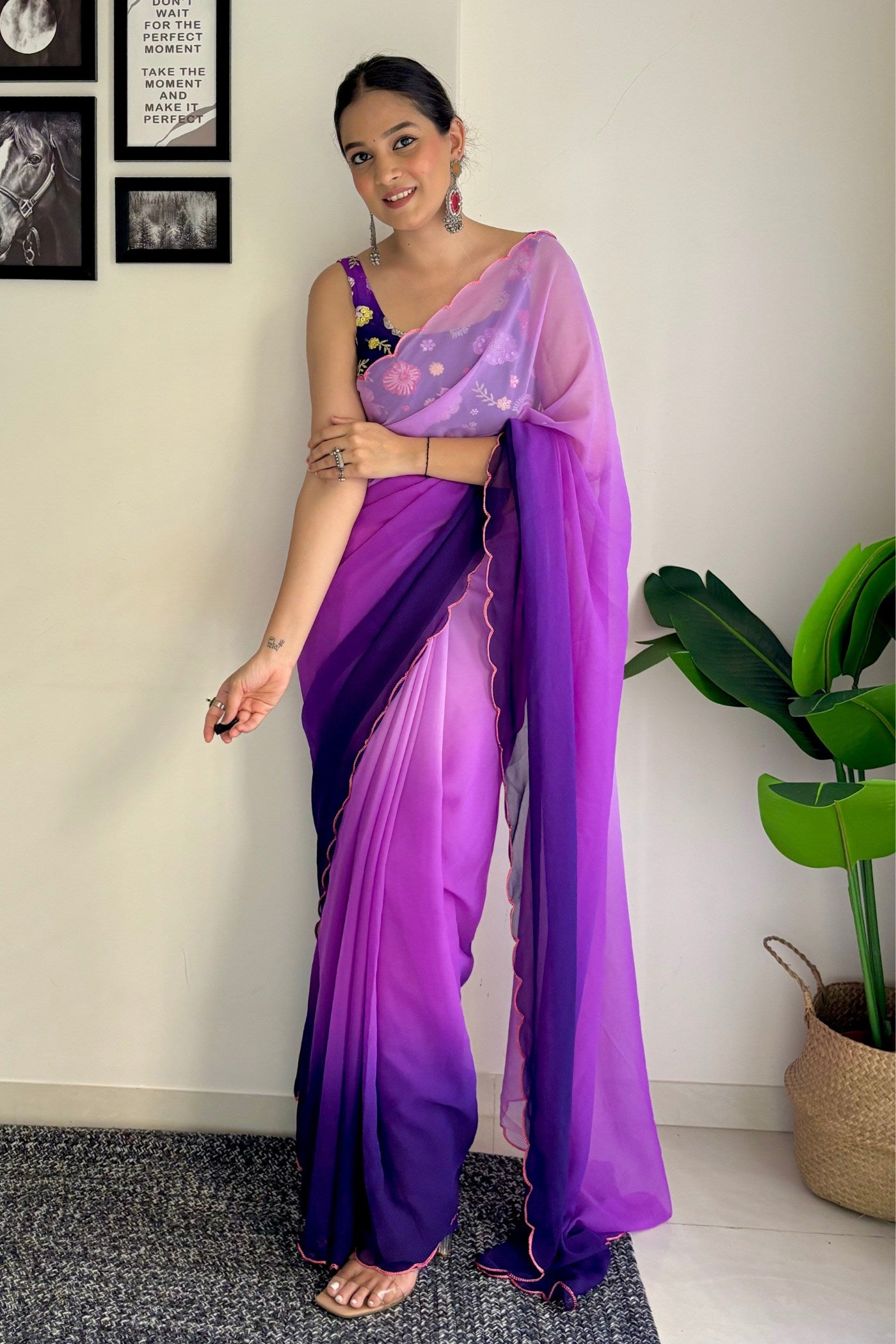 MySilkLove Berry Purple Georgette Saree