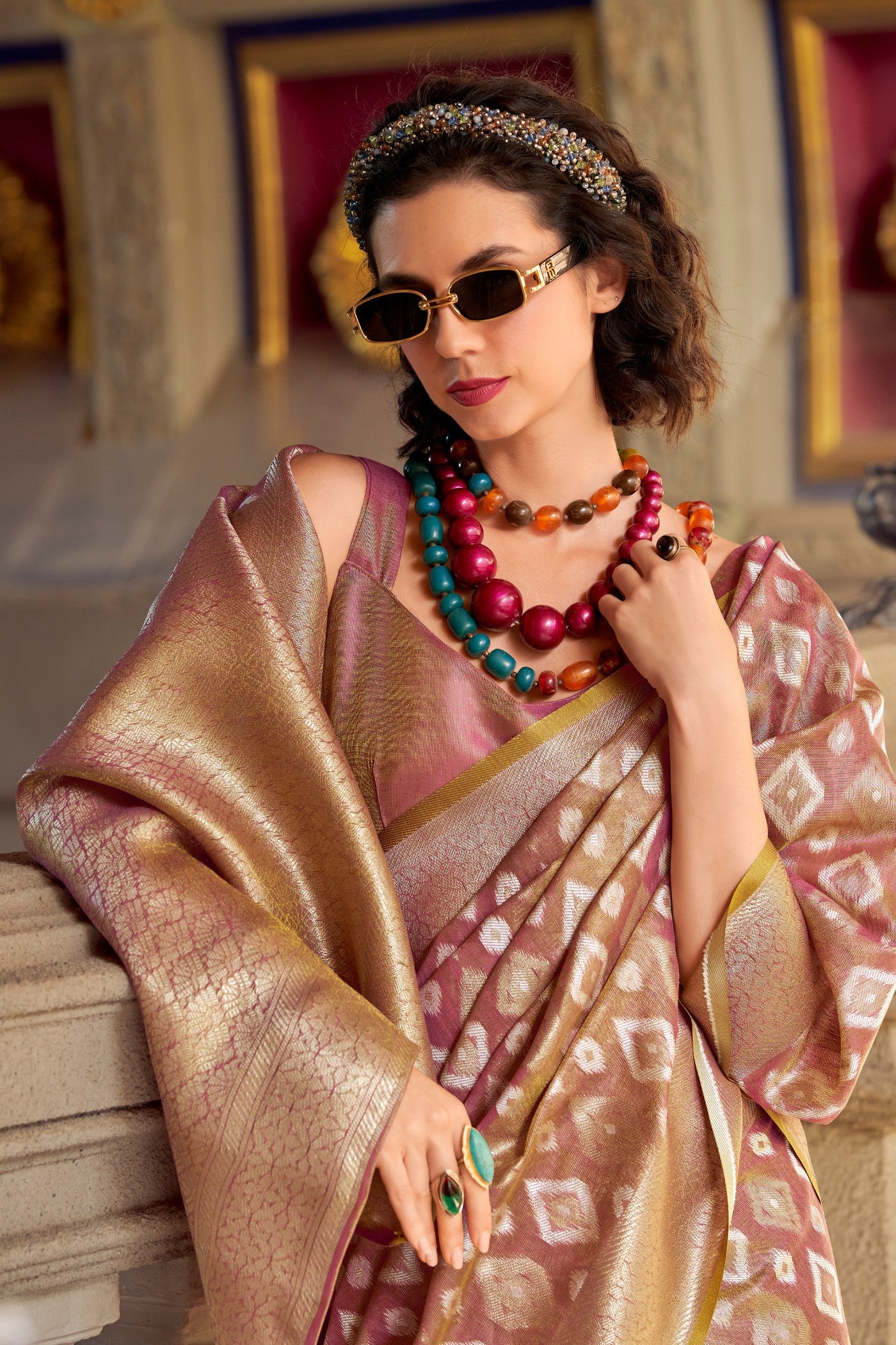 Buy MySilkLove Coco Brown Tissue Silk Saree Online