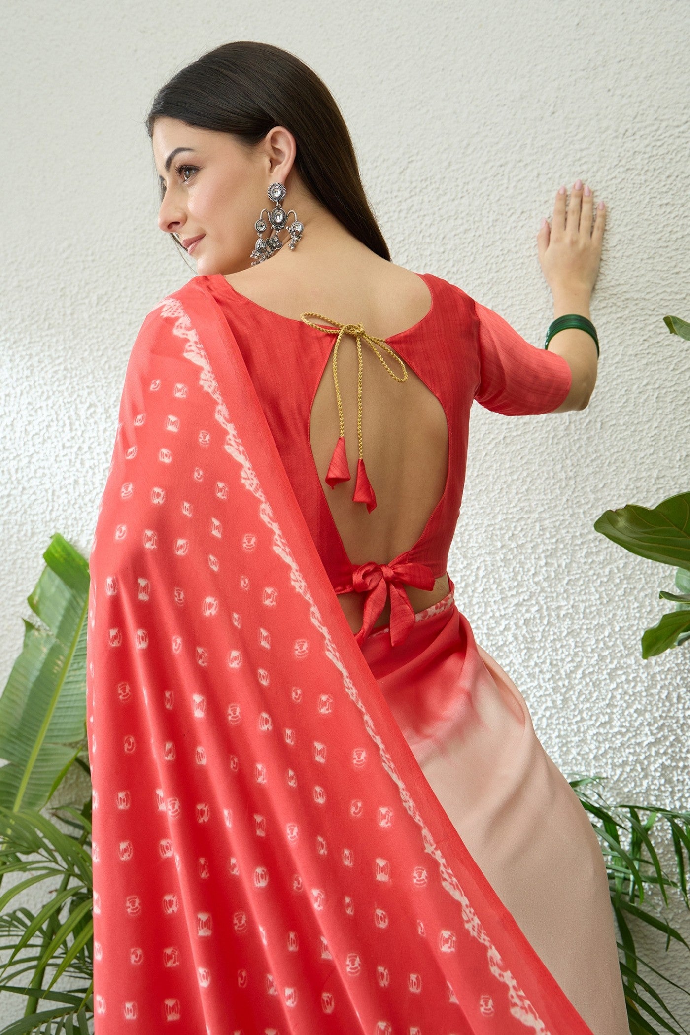 Buy MySilkLove Brick Pink Printed Satin Crepe Silk Saree Online