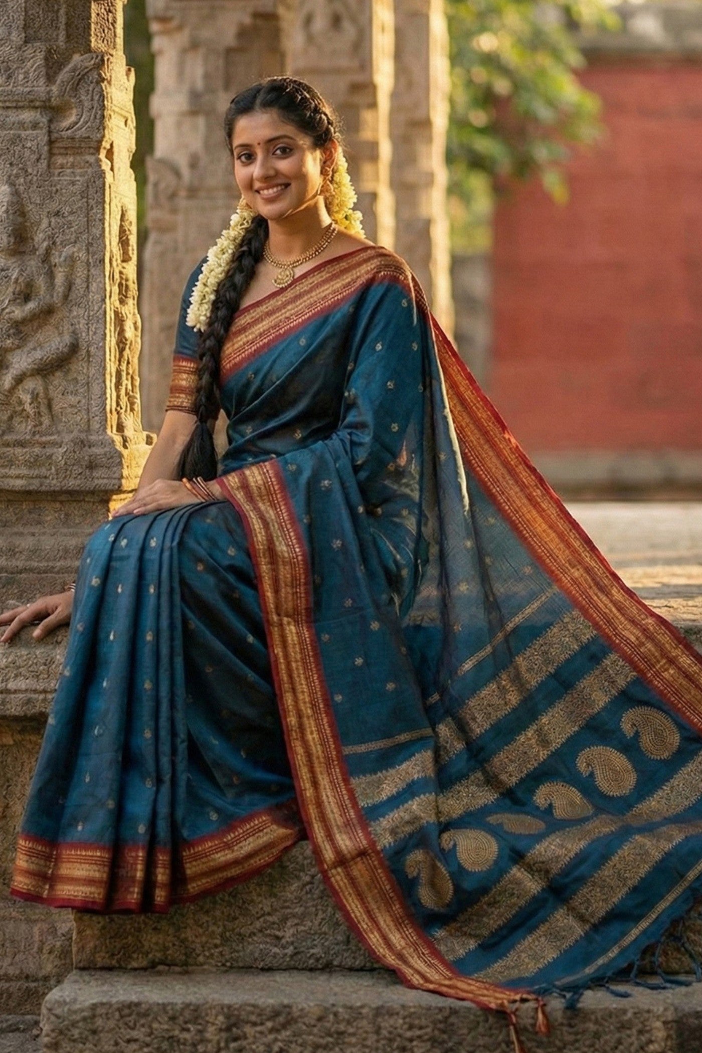 MySilkLove Neptune Blue Banarasi Woven Soft Silk Saree