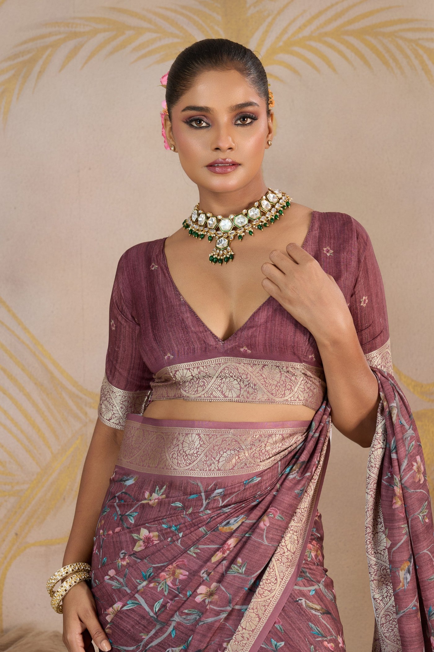 Buy MySilkLove Walnut Brown Viscose Digital Printed Saree Online