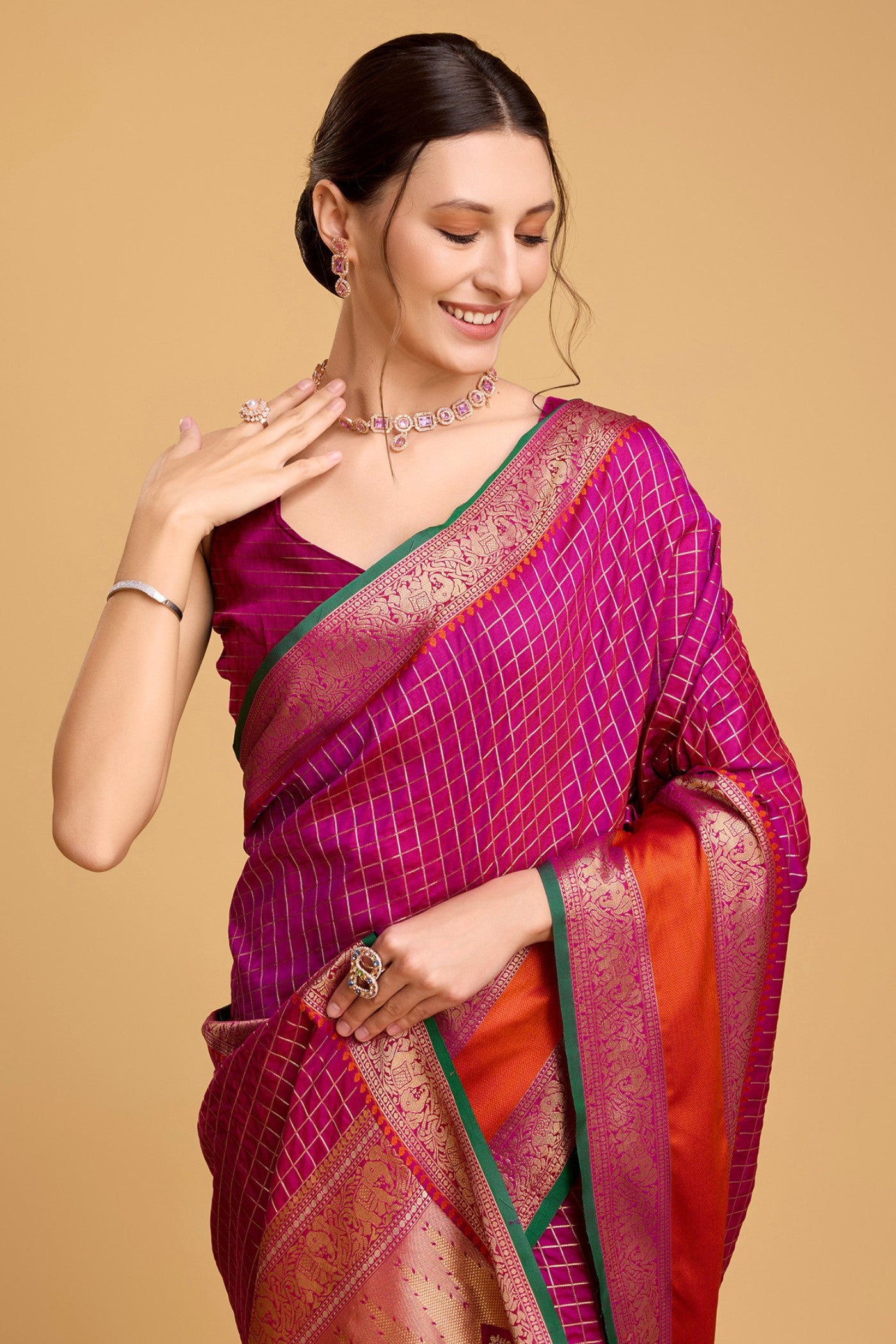 Buy MySilkLove Veronica Purple Zari Woven Banarasi Saree Online