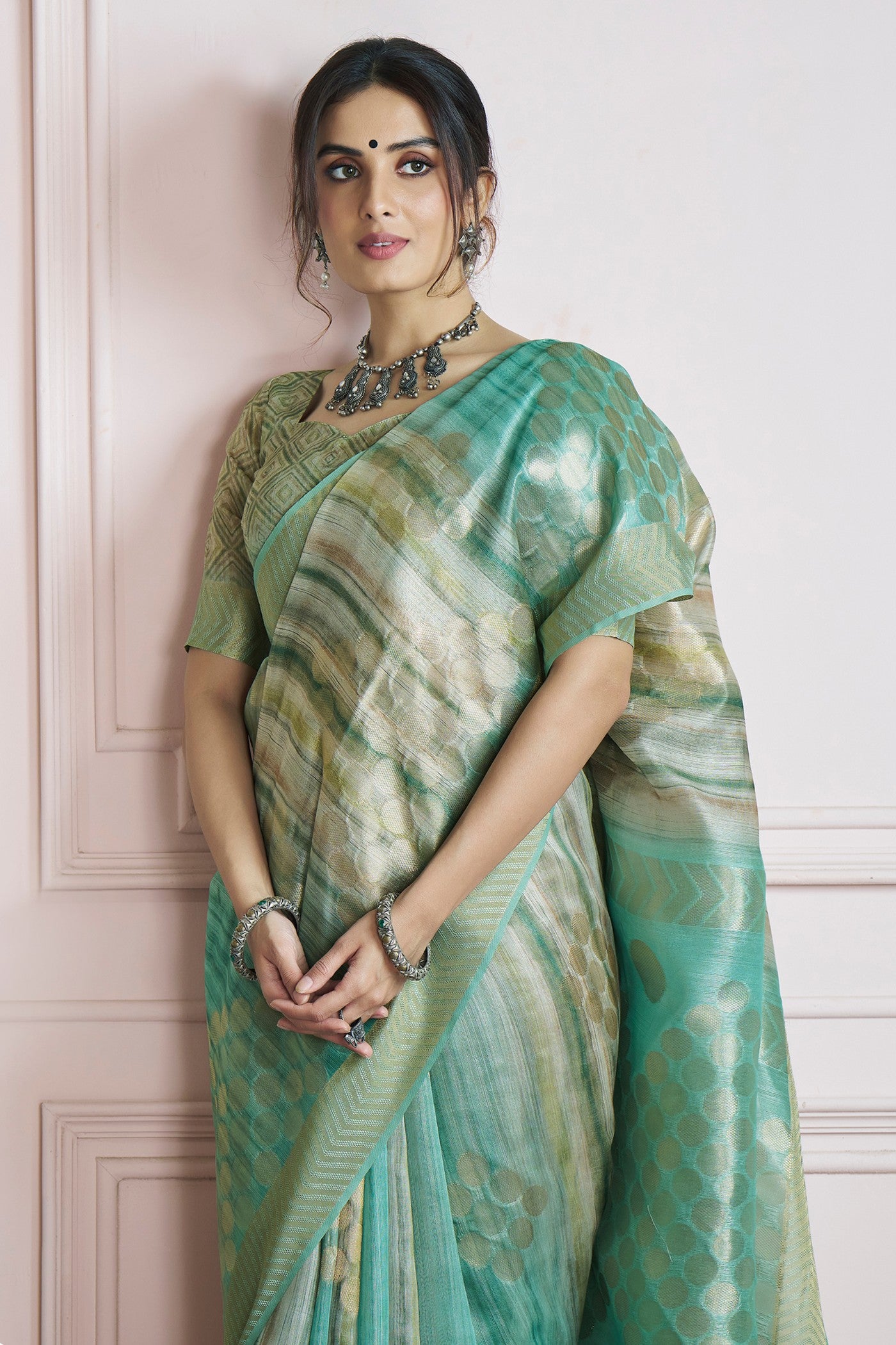 MySilkLove Deep Sea Green Handloom Khadi Silk Saree