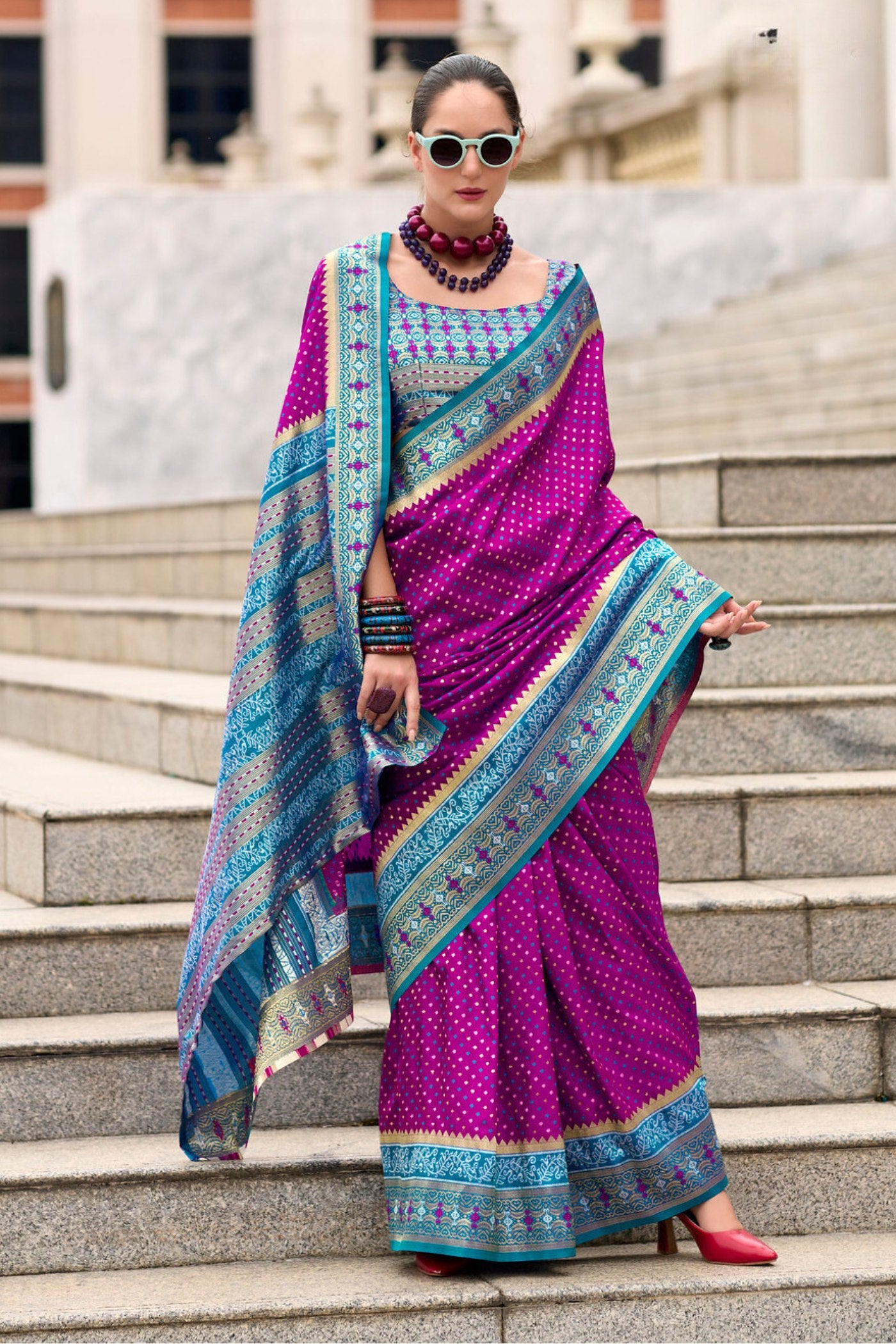 Buy MySilkLove Eggplant Purple Woven Banarasi Saree Online