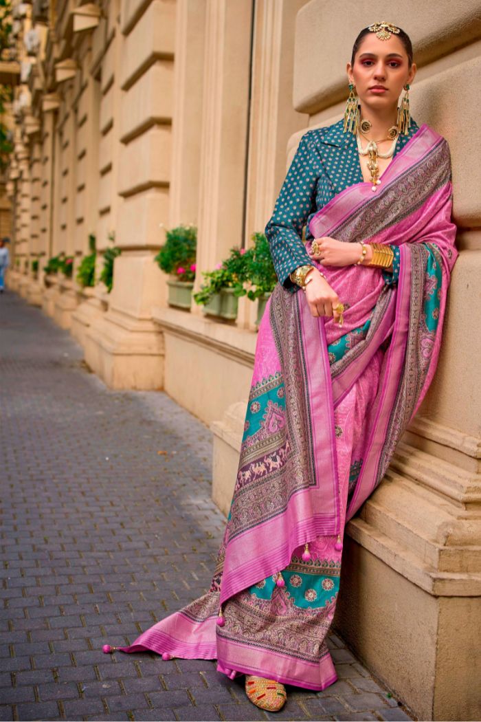 Buy MySilkLove Deep Blush Pink Printed Patola Saree Online